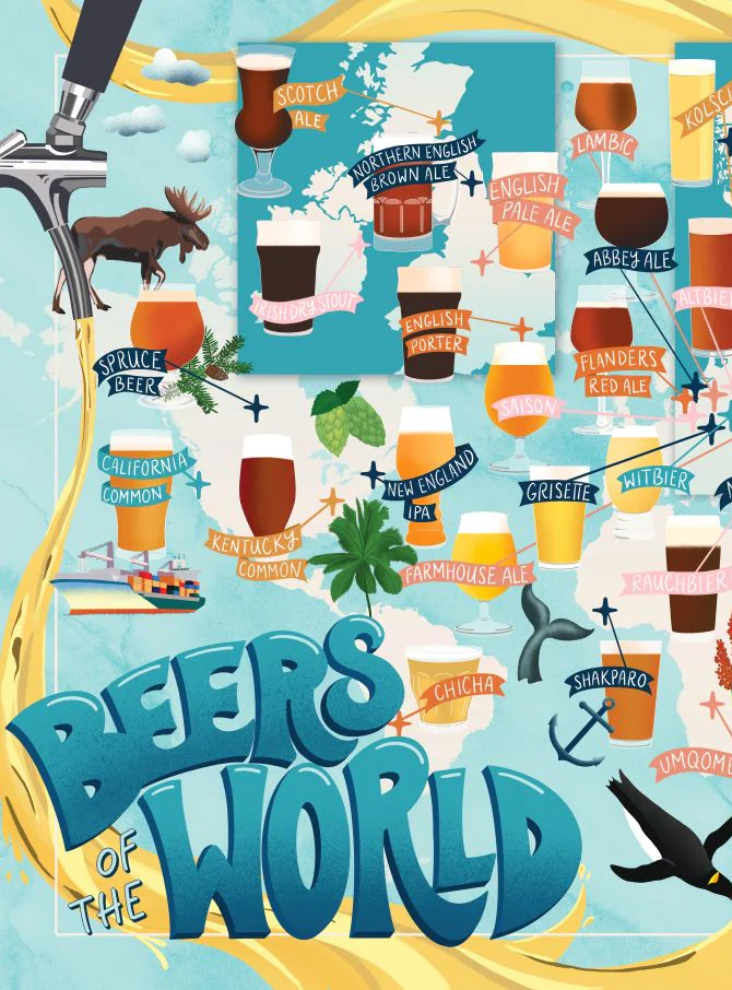 Illustrated beer map licensed for use on a puzzle