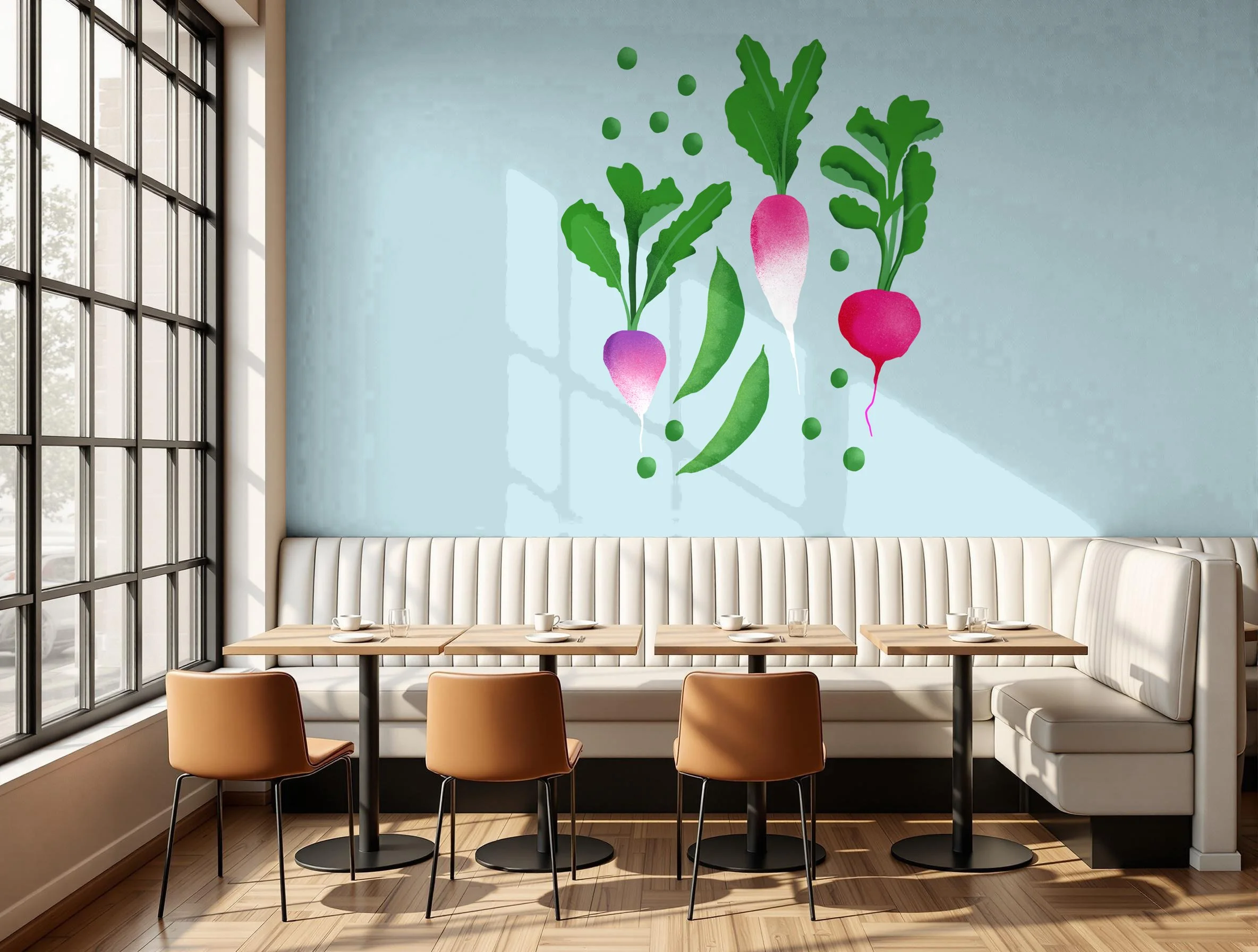 Illustration for use as wall decal in a restaurant