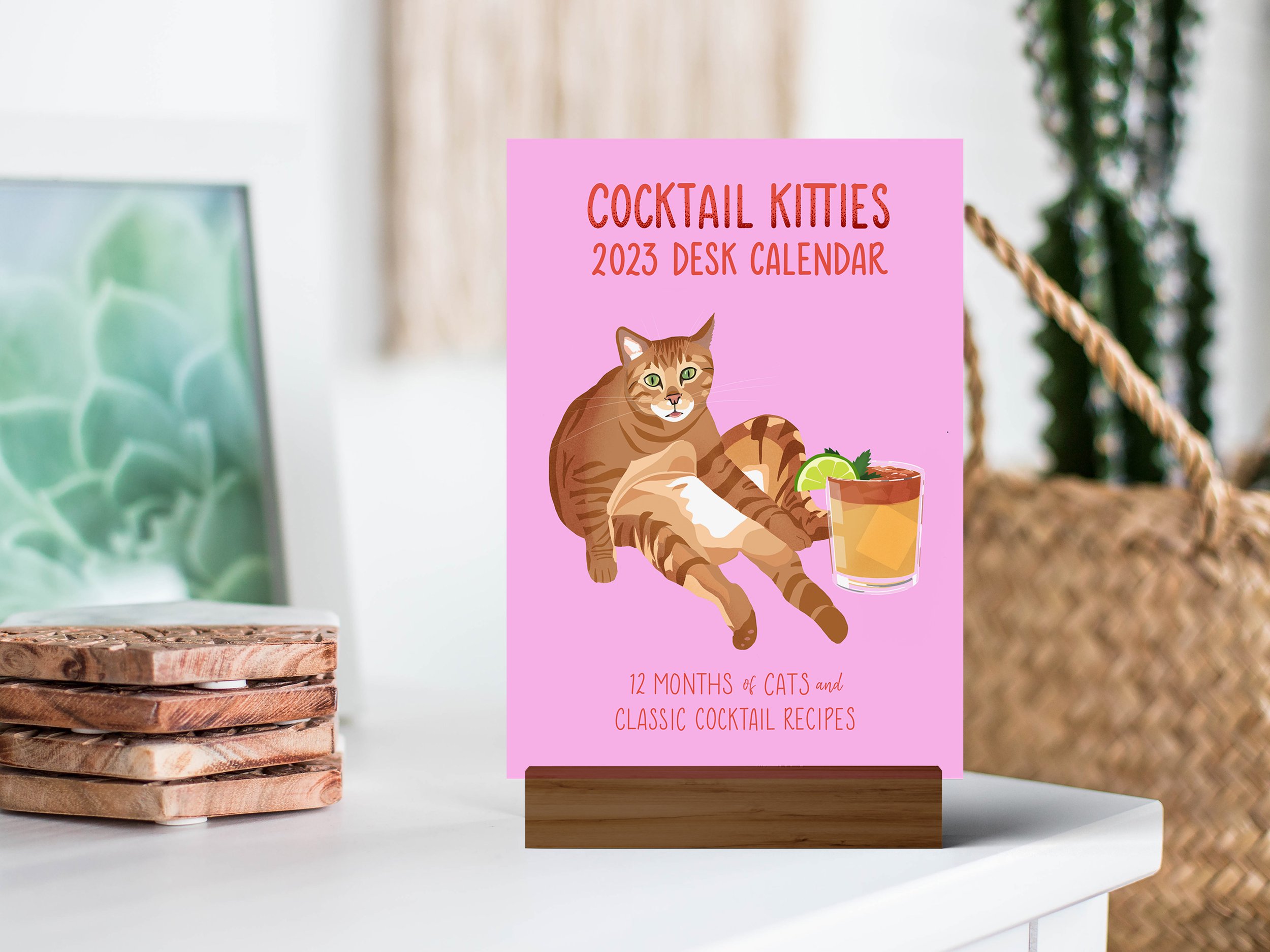 Cocktail Kitties Desk Calendar with Stand