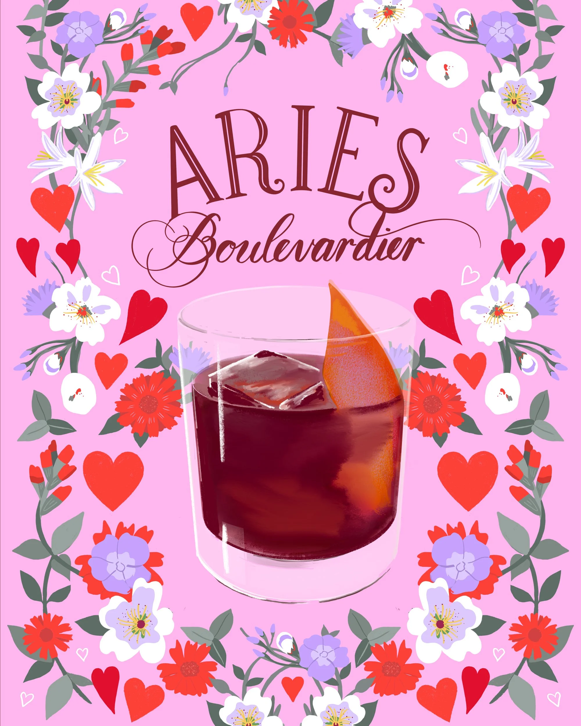 Astrology Aries cocktail illustration by Laura Sant