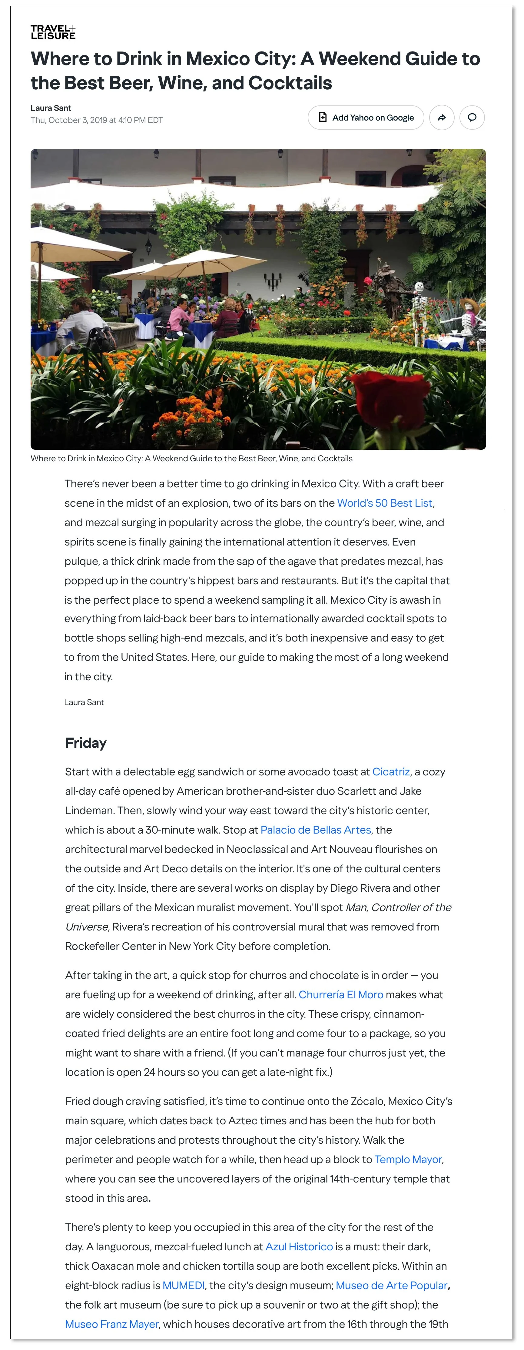 Mexico City Drink Itinerary Travel Guide by Laura Sant