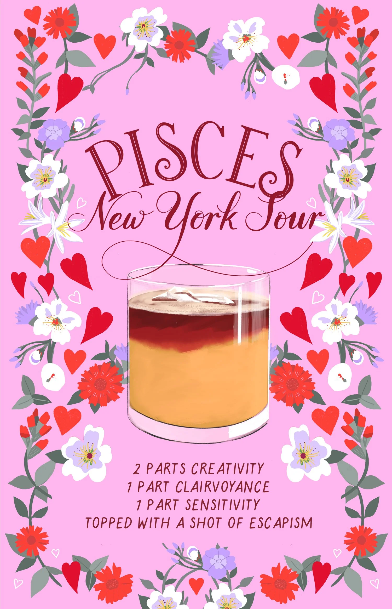 Pisces cocktail recipe - New York Sour