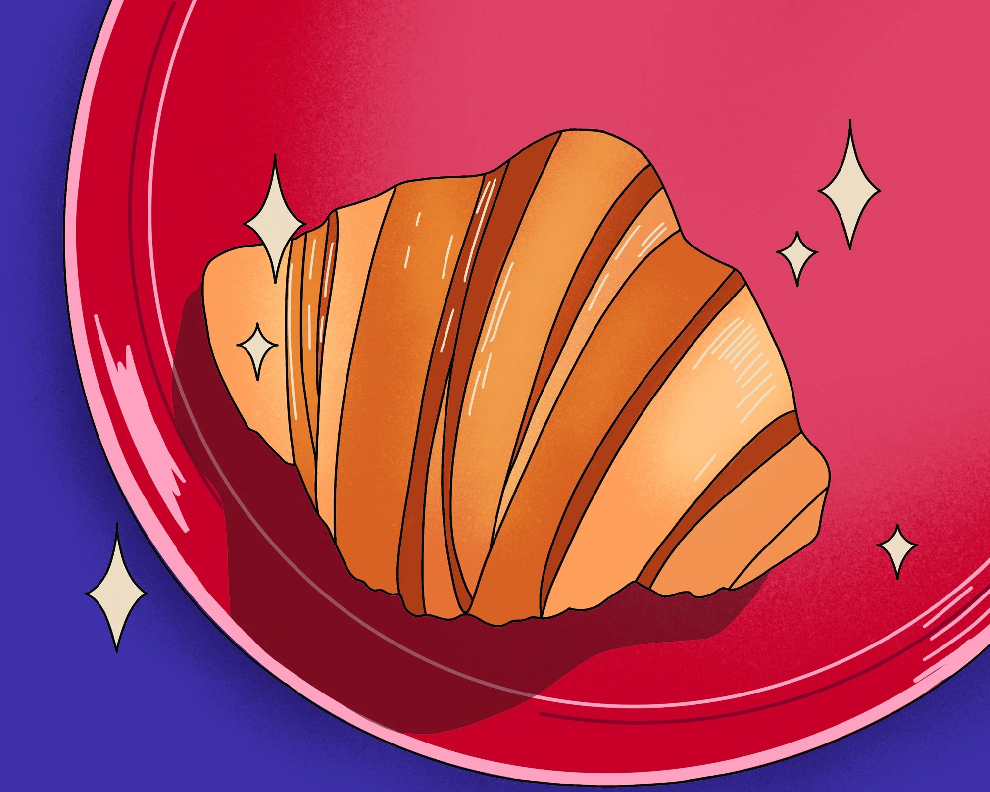 spot illustration of a croissant by Laura Sant