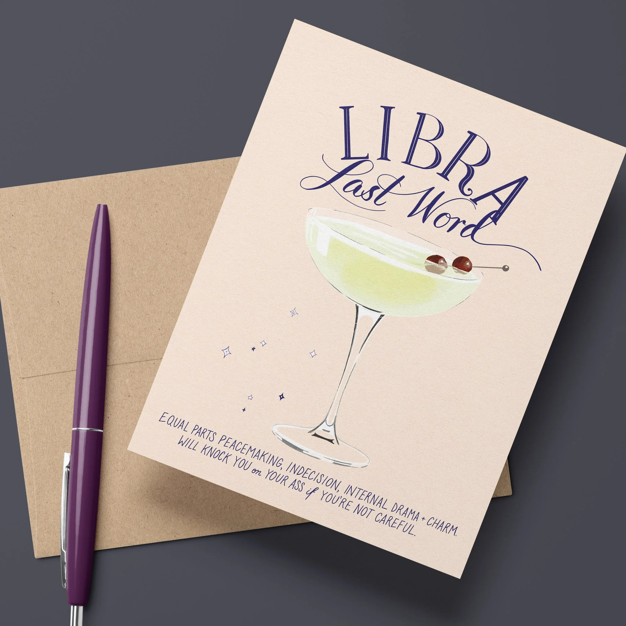 Hand-drawn Libra birthday card