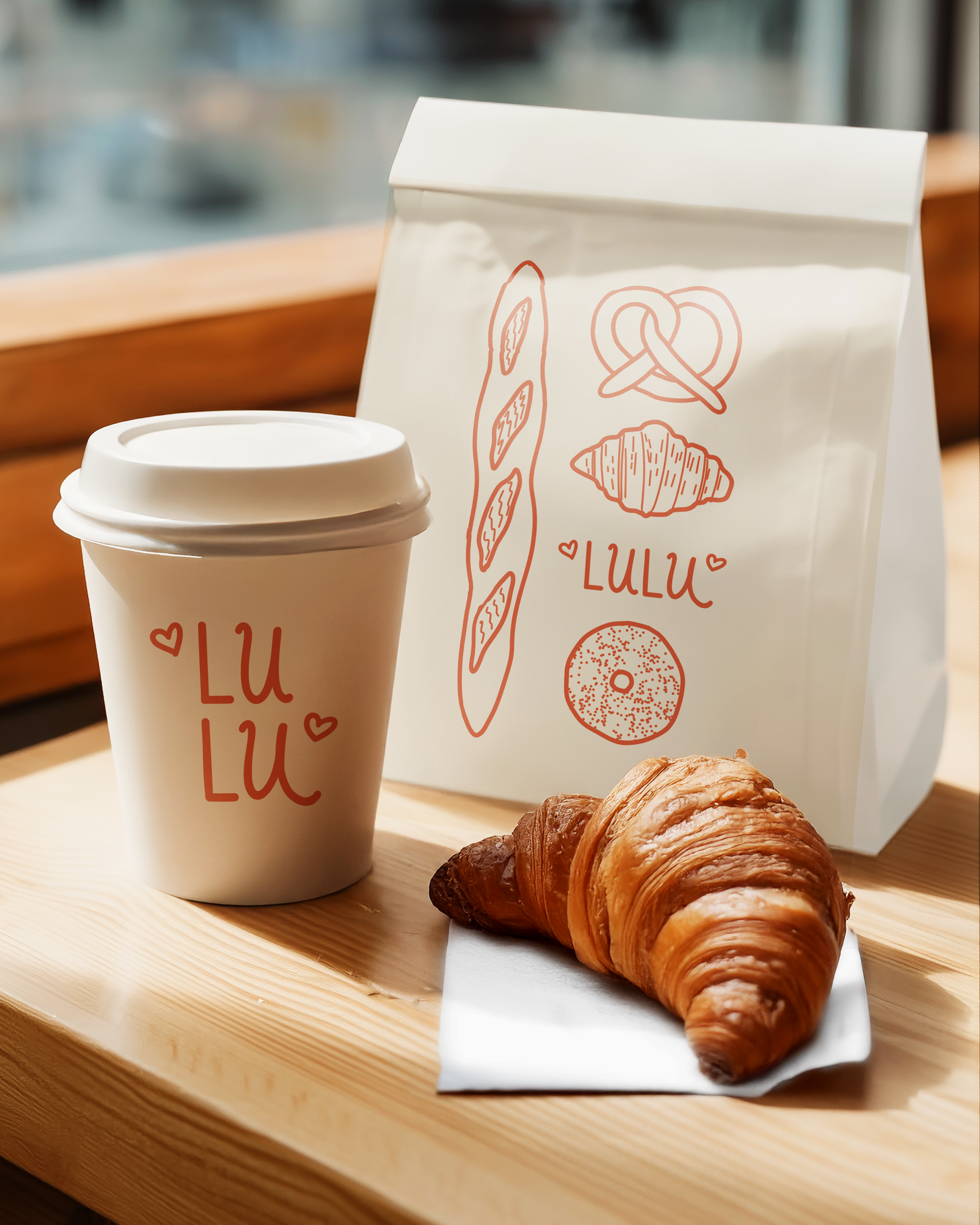 Illustrated logo and branding for a bakery