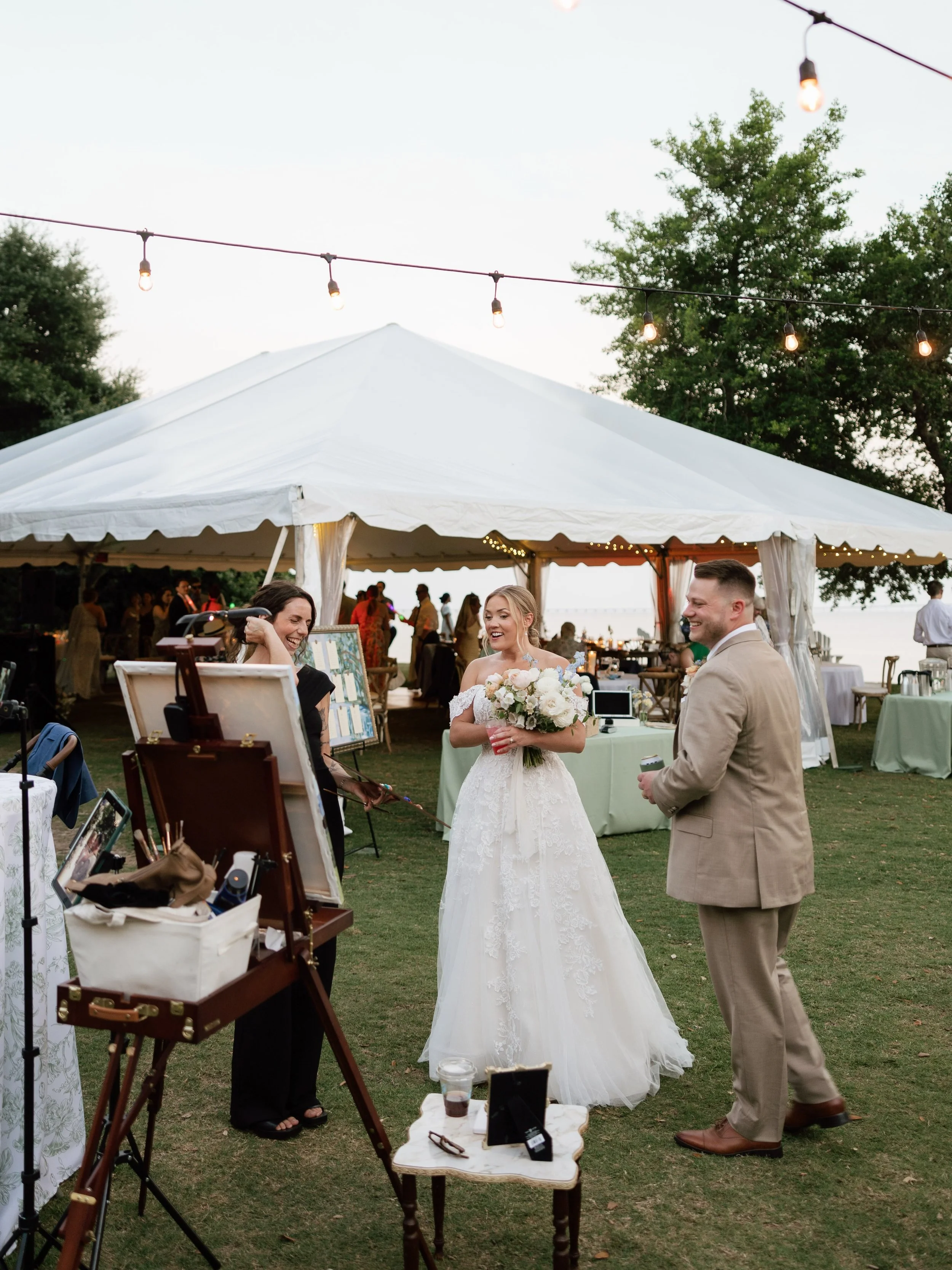 The reveal is always the most gratifying part! ☺️ It&rsquo;s awesome to be able to show people a glimpse of what their moment looks like within a couple hours of a ceremony. Before you get photos back, see yourself on canvas. 

Questions? Info is ava