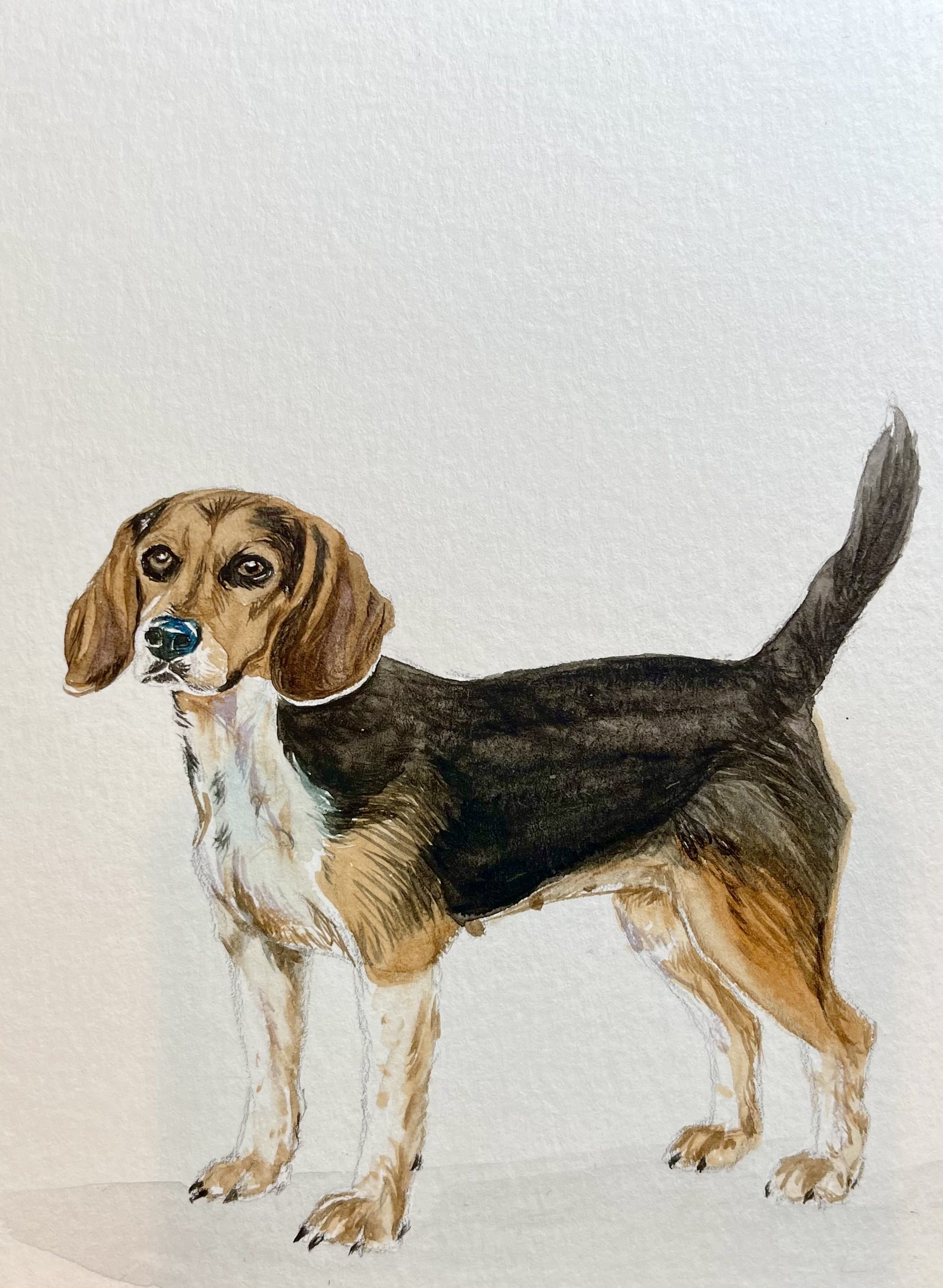 Original watercolor on paper 8"x10". 2021. Custom dog portrait.