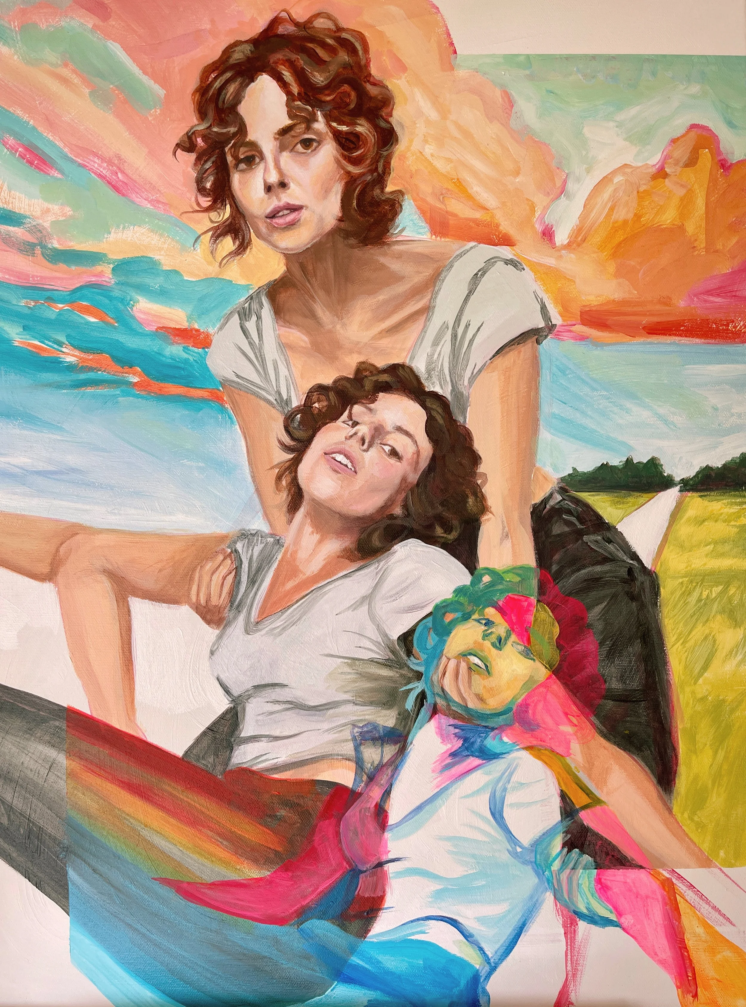 Original acrylic self portrait. 20"x24". 2024.