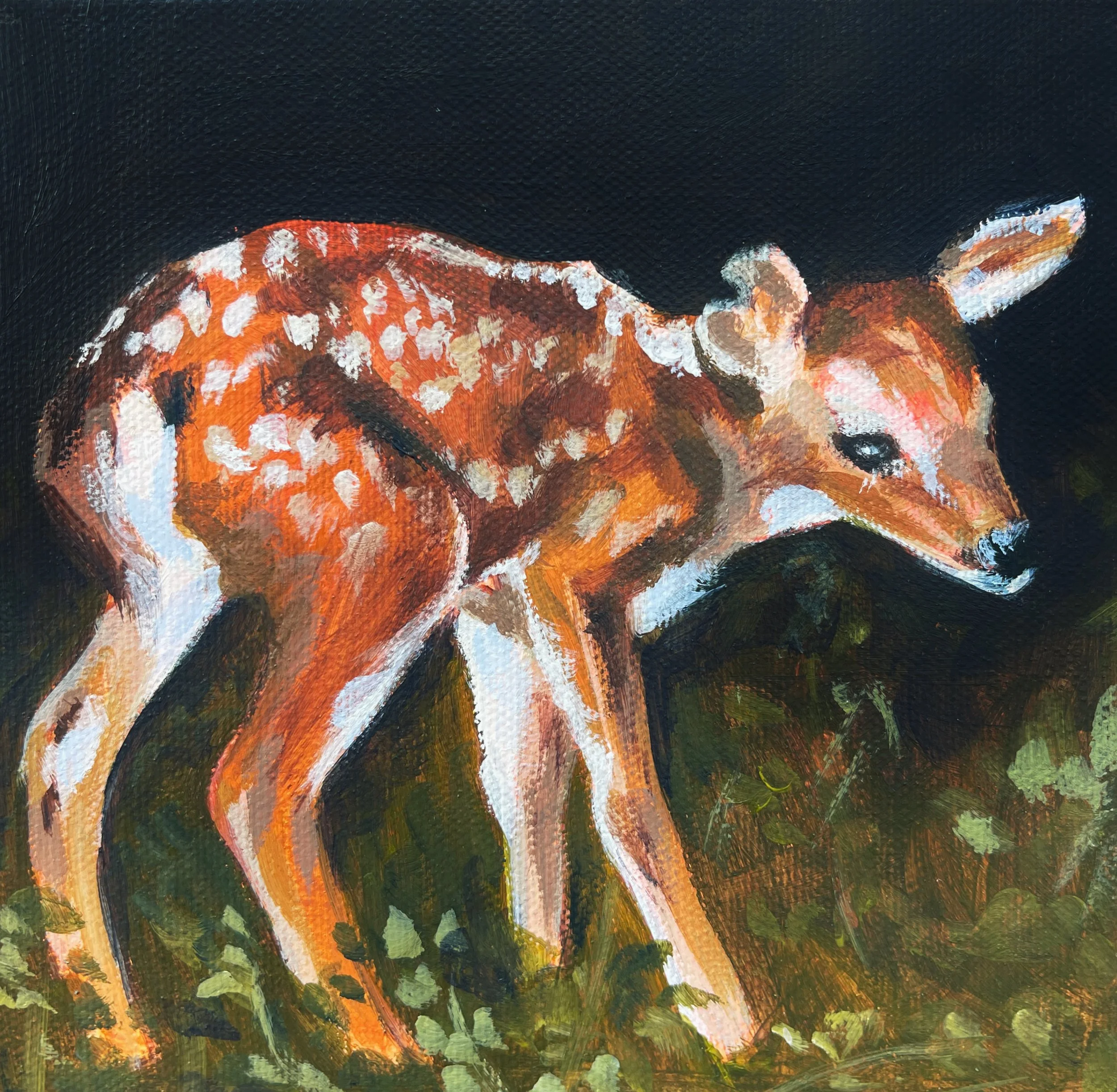 Deer 03 of series. 2026. 6"x6" acrylic on canvas. 