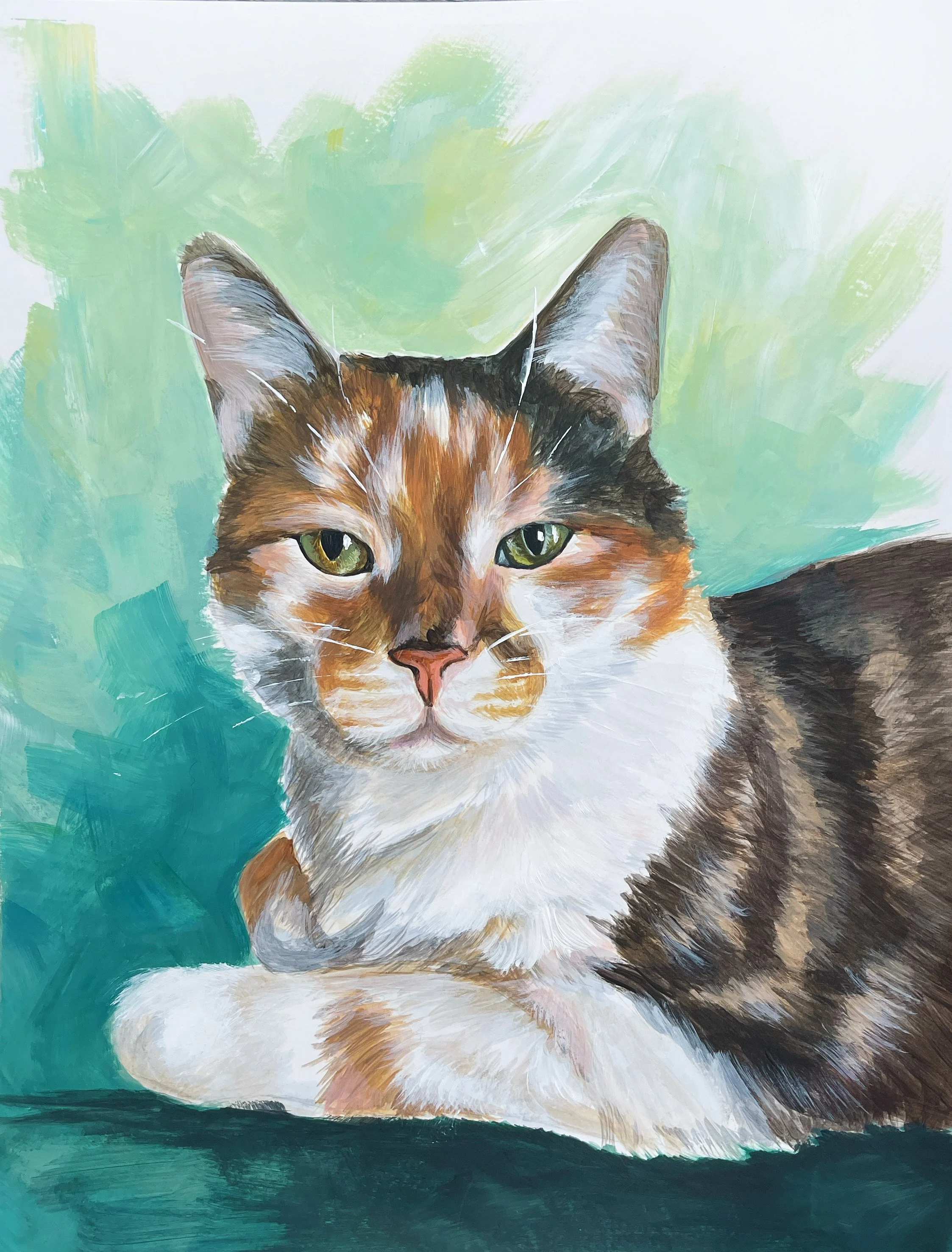 Original acrylic, 11"x14", custom cat portrait, 2024.