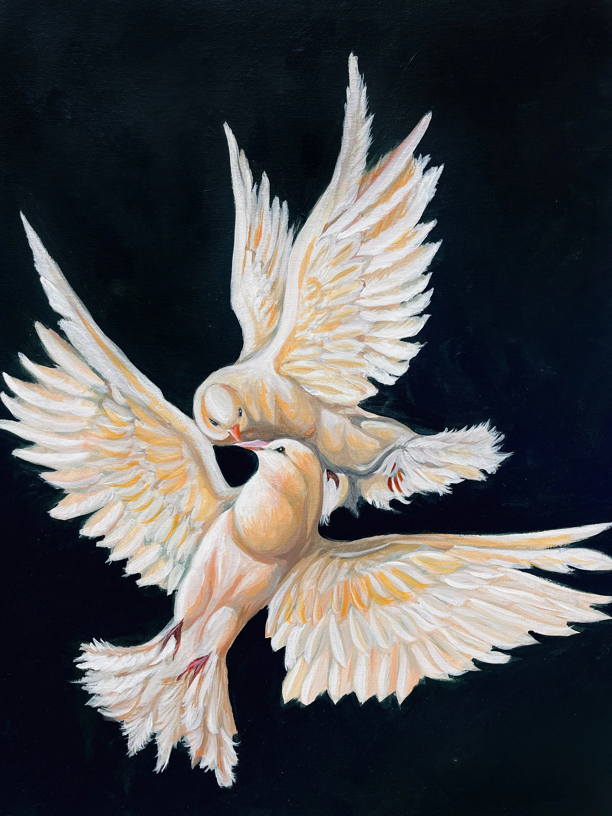 "Mourning Doves". 16"x20" Acrylic on Canvas. 2023.