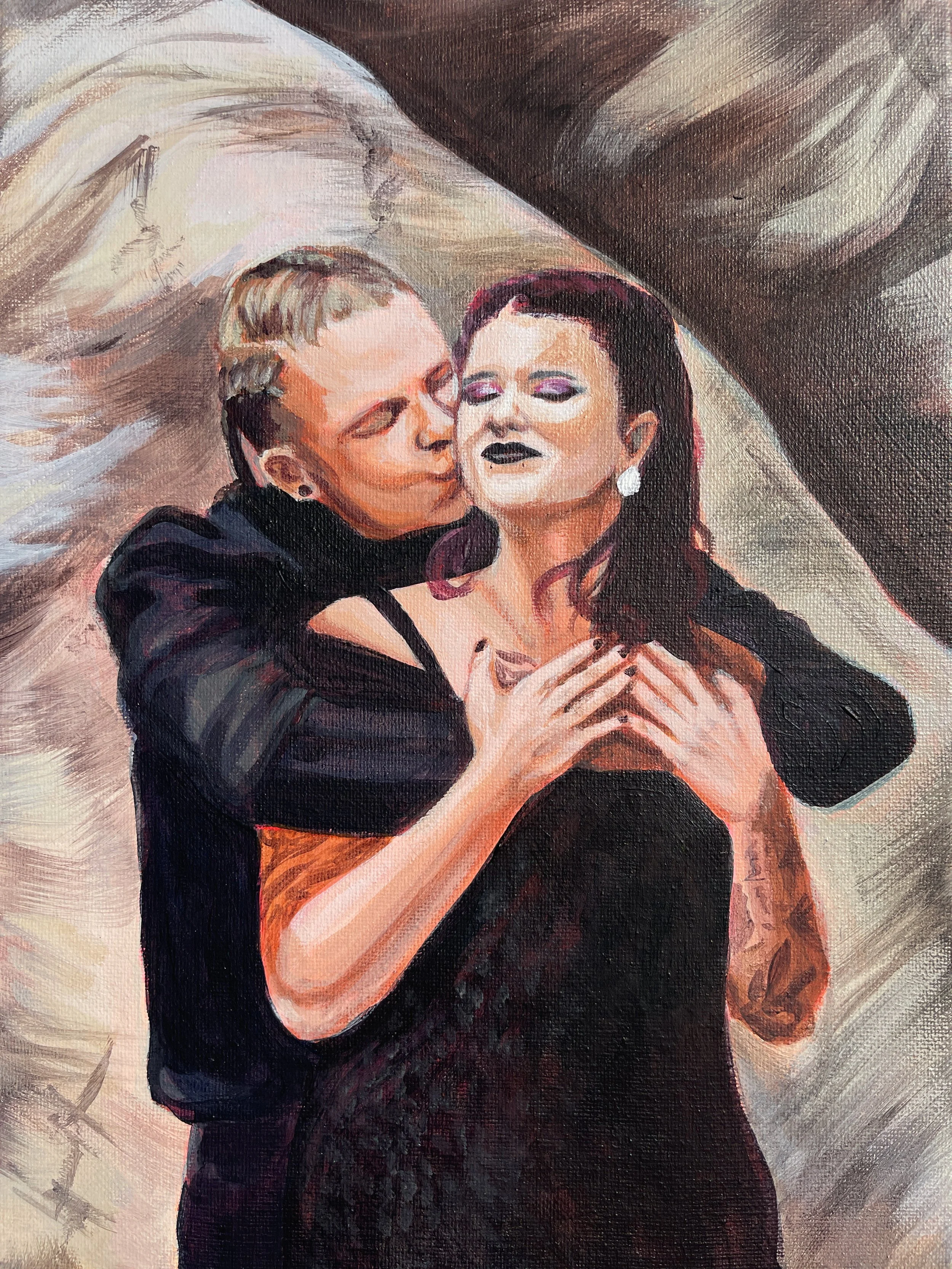 Original acrylic, 9"x12", custom portrait, 2024.