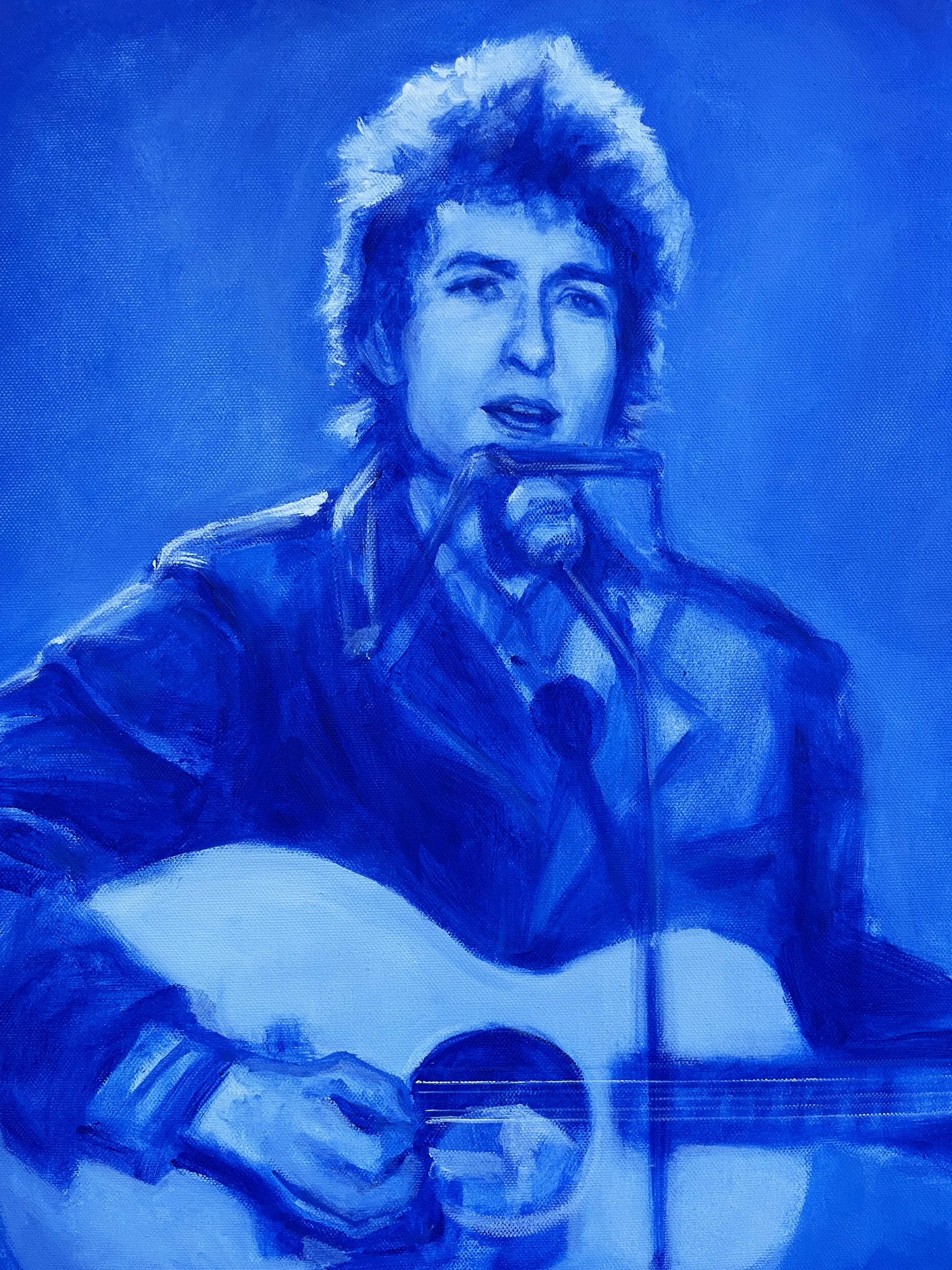 "Bob Dylan". 16"x20" Acrylic on Canvas. Live painted in 5 hours at a pop up in Rodanthe, NC. 2025.