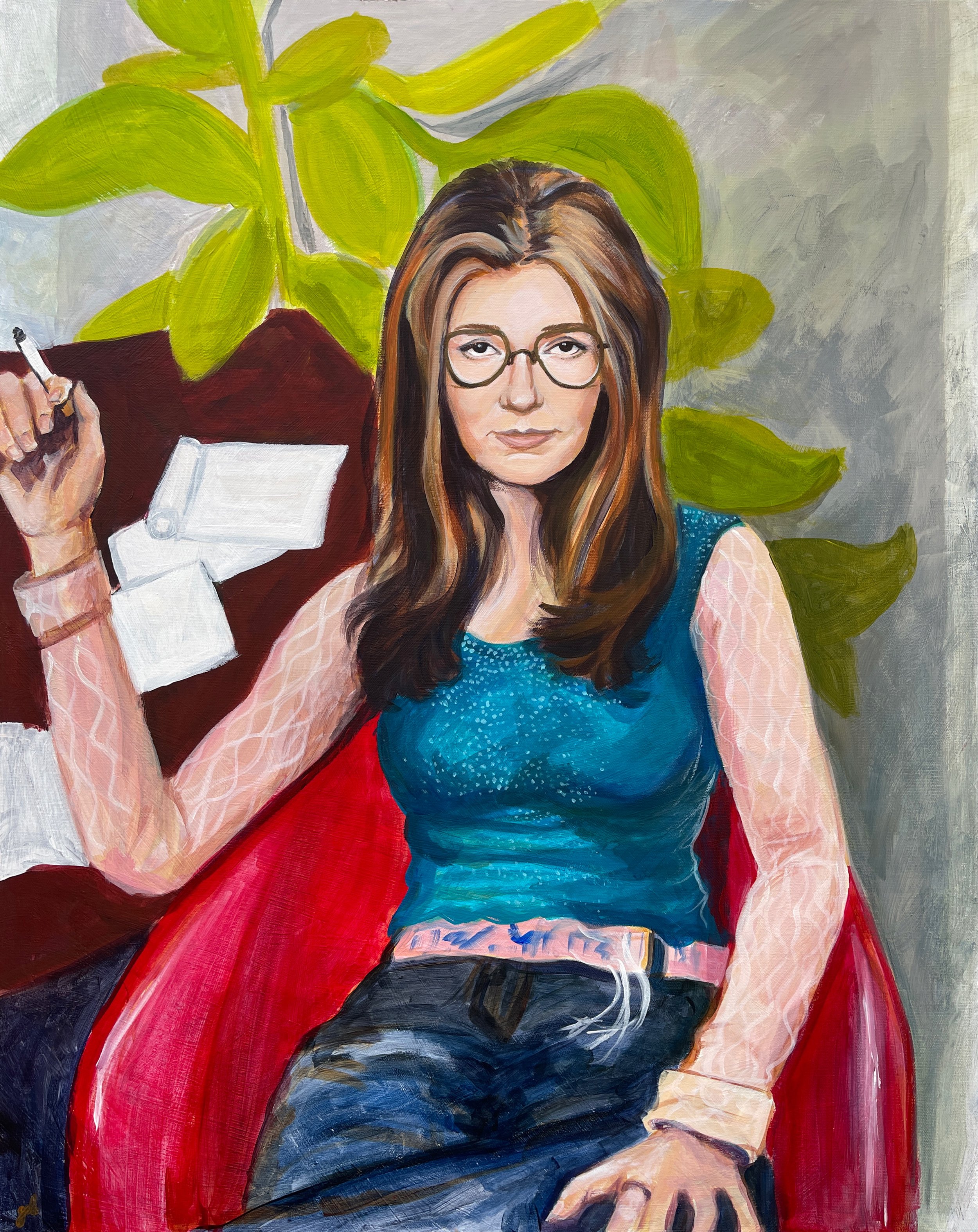 Original acrylic of Gloria Steinem. 24"x36". 2024.