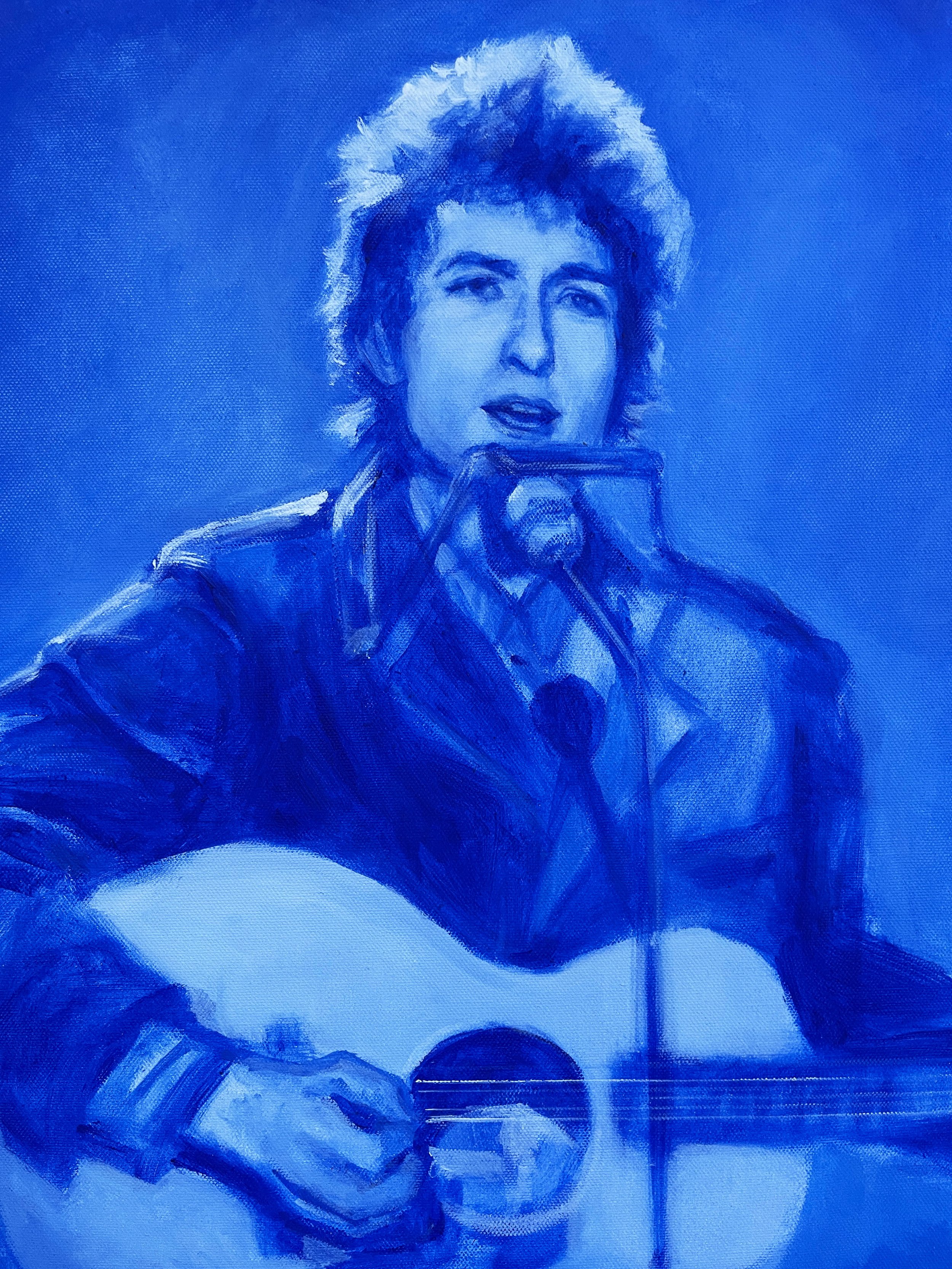 16"x20" Acrylic on canvas. Bob Dylan. 2025, painted live at the Soundside Market in Rodanthe, NC.