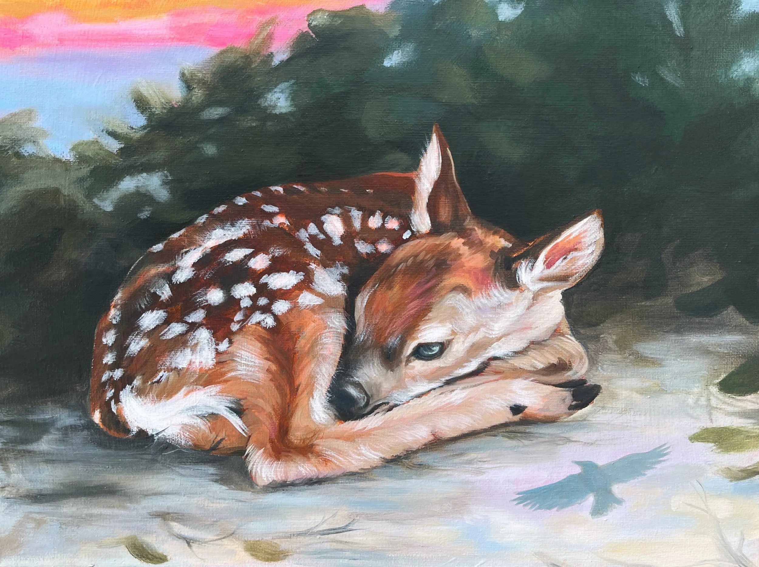 WILD WISDOM CALLS. 12"x16" Acrylic and Oil. Piece 02 of a series. 2026.