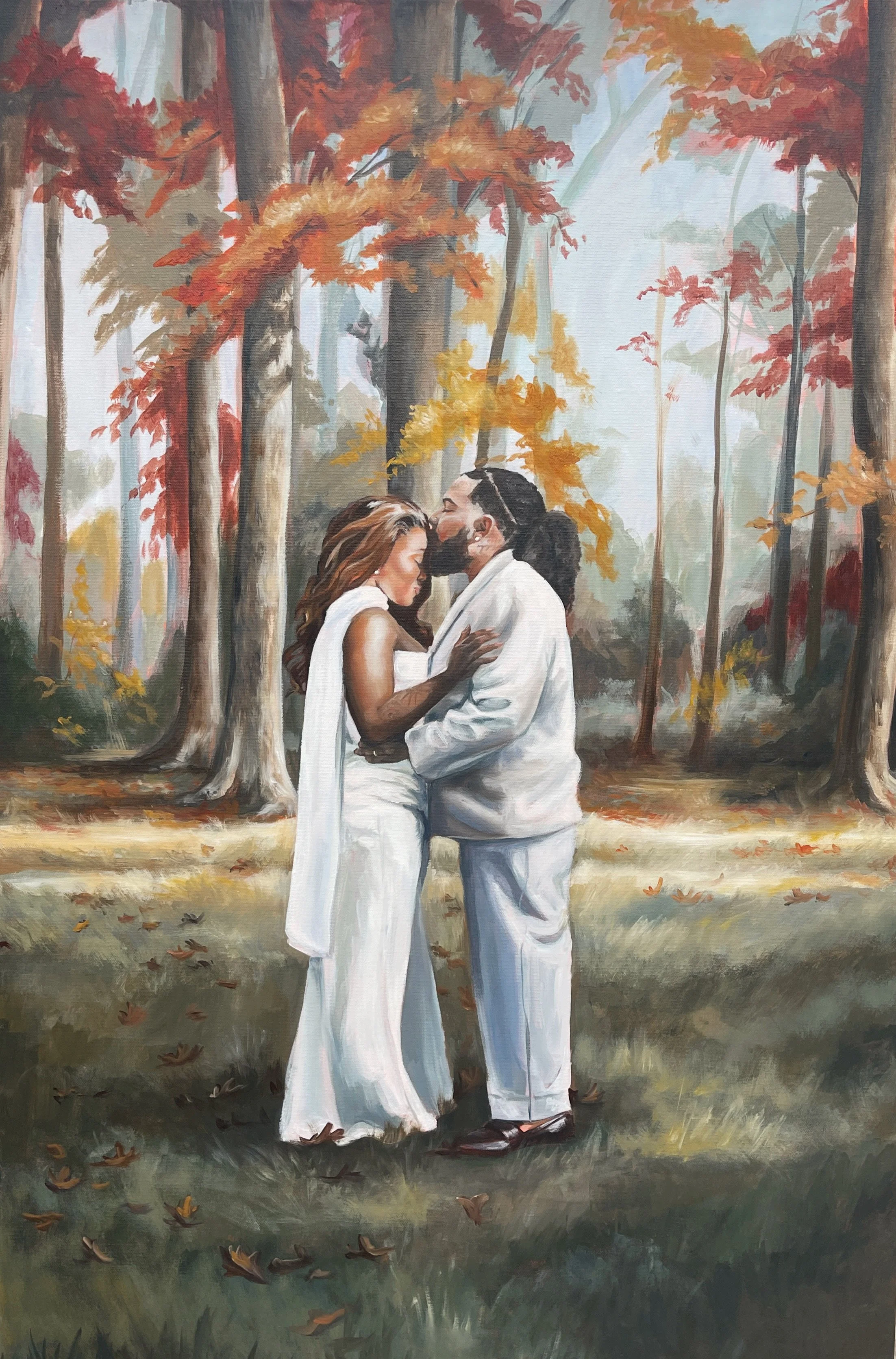 Jonathan and Wife Wedding. 24"x36" Acrylic and Oil on canvas. 2025.