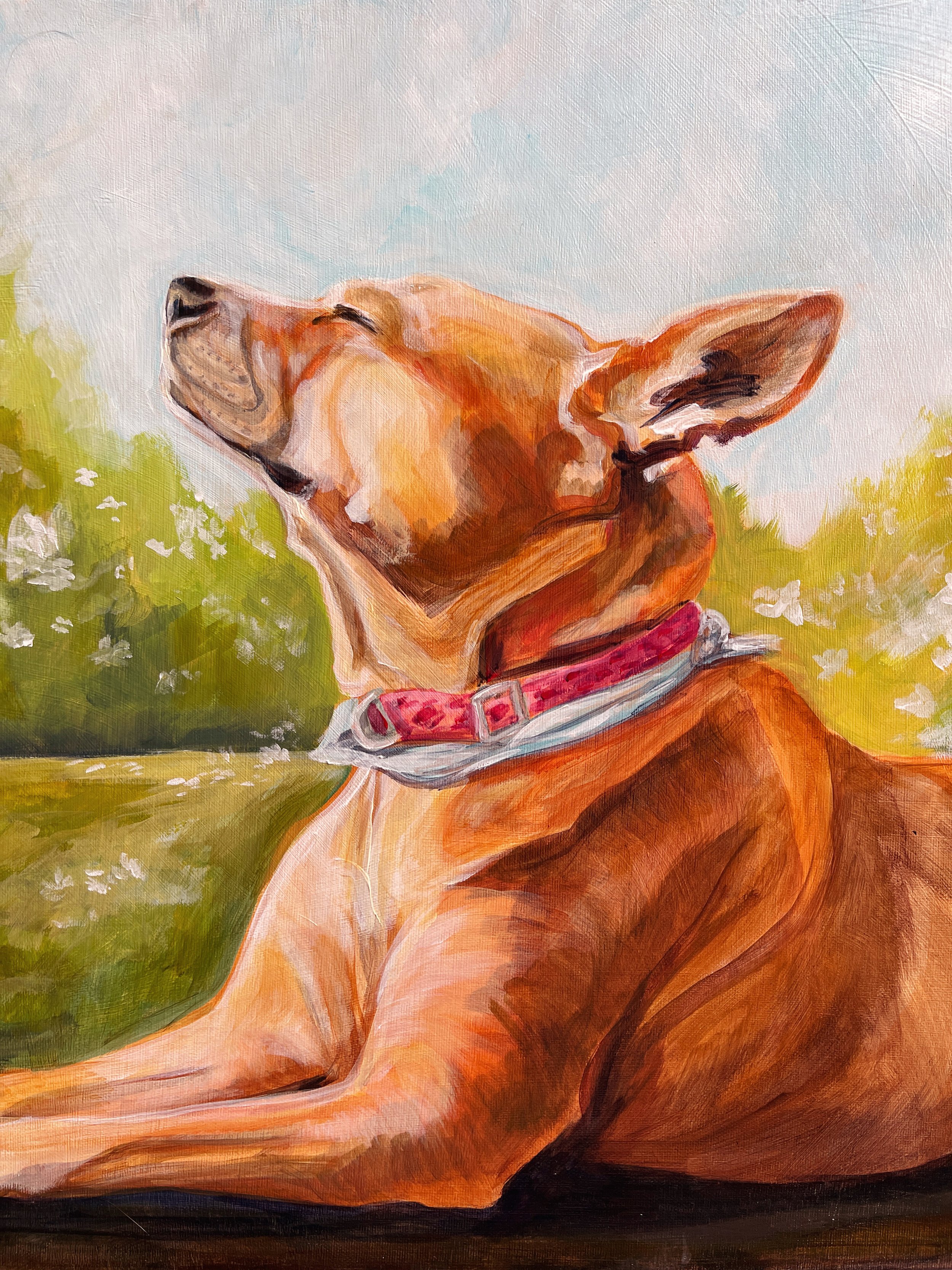 Original acrylic memorial piece of Zoey. 16"x20". 2024.