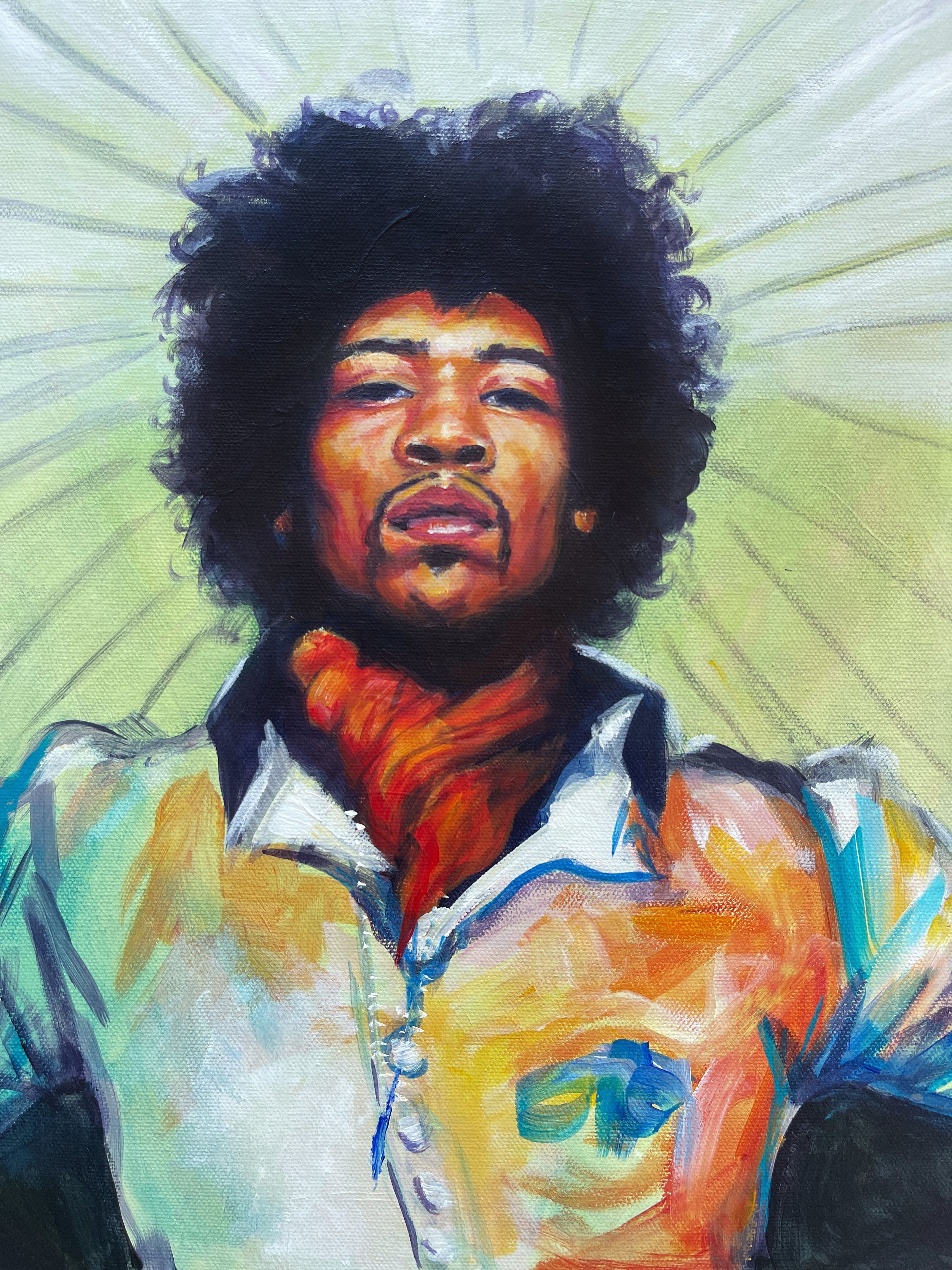 "Jimi Hendrix". 11"x14" Acrylic on Canvas. 2024.