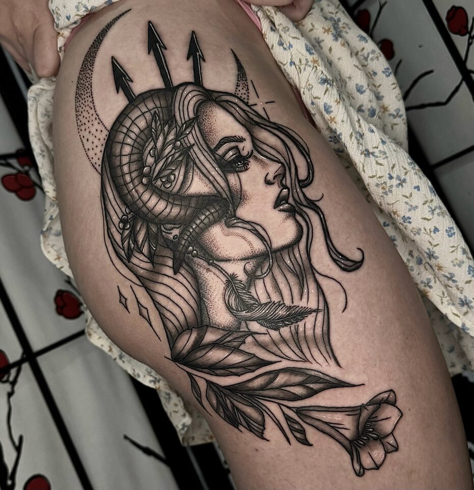 Another zodiac piece done by @ally__tatts 🌙✨