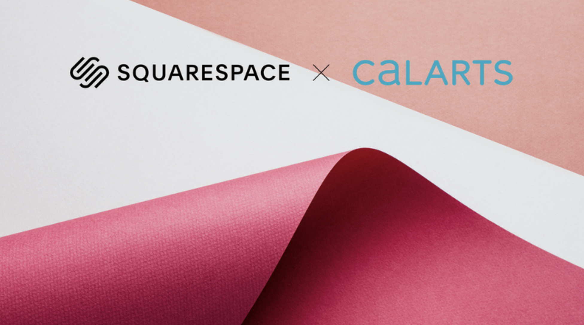 Squarespace logo and CalArts logo over construction paper