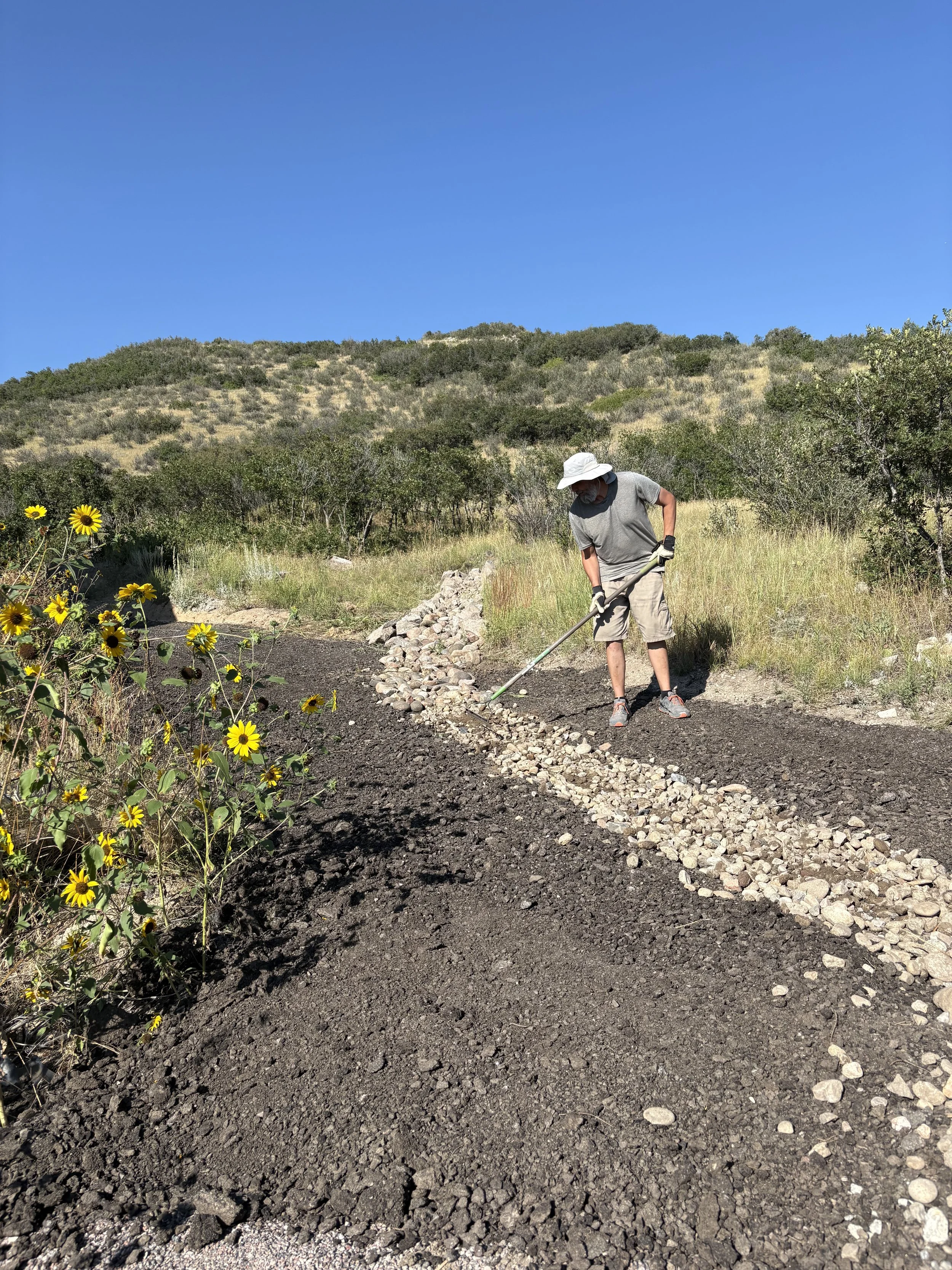 We have another main drainage line that runs to the back of the house. More rocks are required here to take water away from the house.