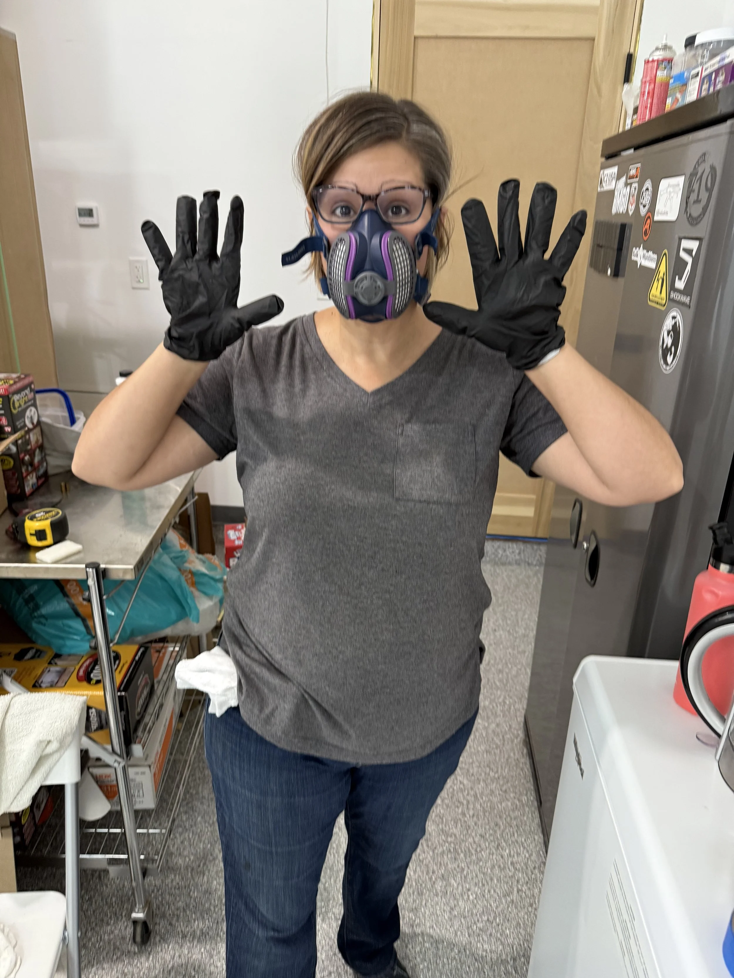This stuff is crazy toxic, so Rachel suits up!