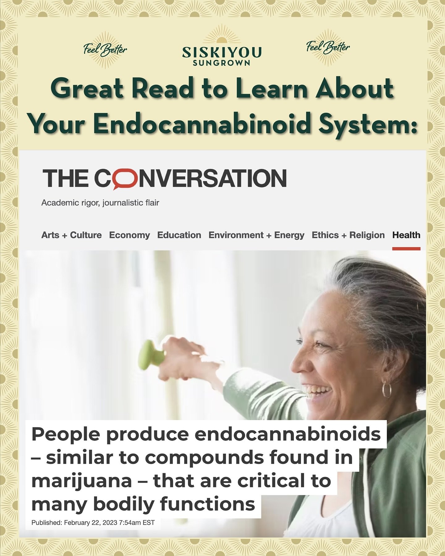 Read this great article in The Conversation to learn more about how the phytocannabinoids in the cannabis plant interact with our bodies&rsquo; own endocannabinoid system to produce therapeutic activity:

https://theconversation.com/people-produce-en