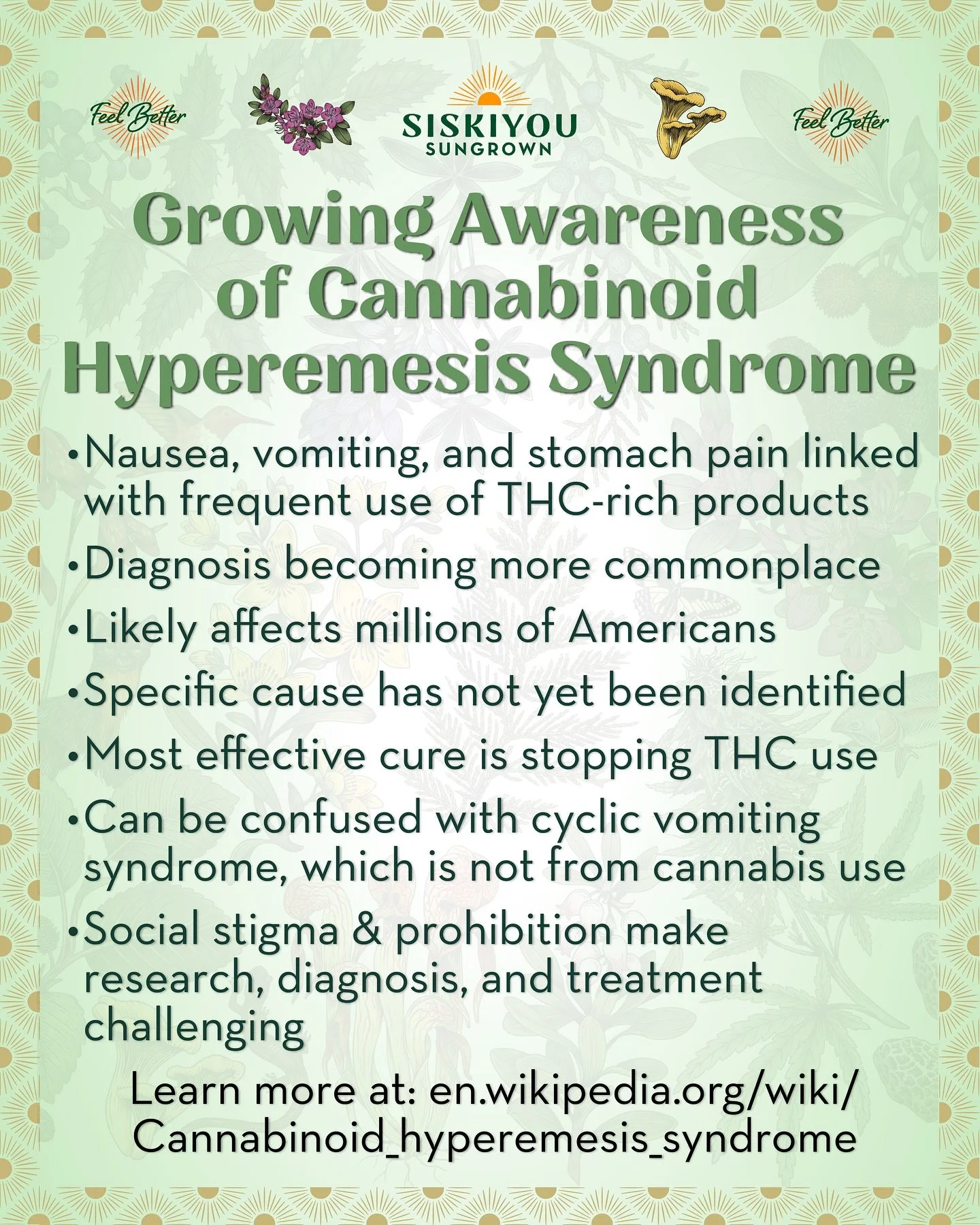 Cannabinoid hyperemesis syndrome (CHS) is a condition characterized by nausea, vomiting, and stomach pain linked with frequent use of THC-rich products. Unknown to medical science until this century, this previously rare condition is becoming more co