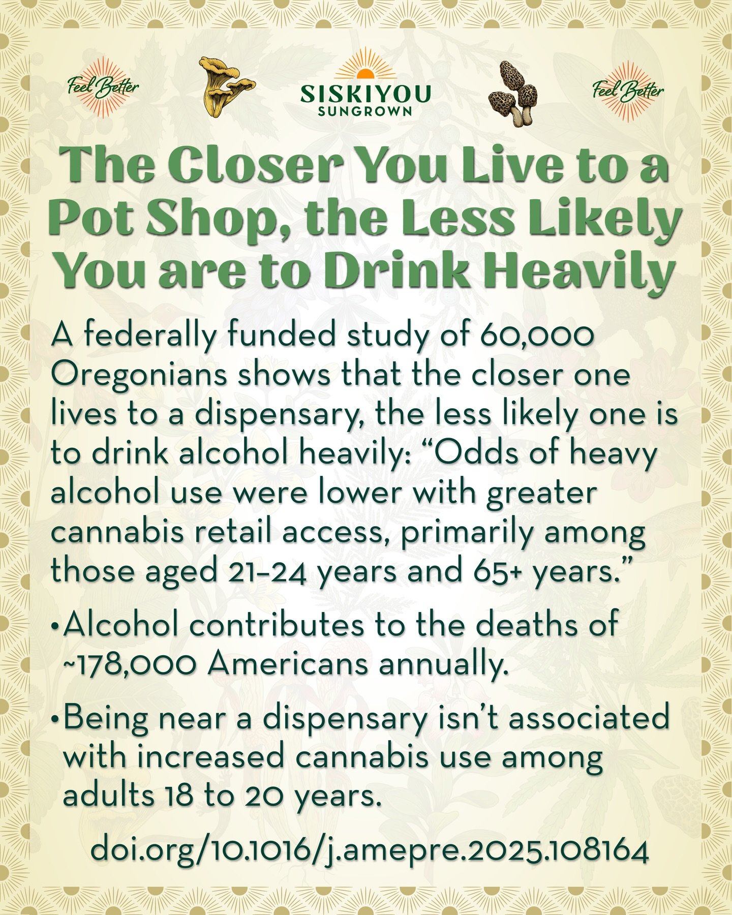 The Closer You Live to a Pot Shop, the Less Likely You are to Drink Heavily

A federally funded study of 60,000 Oregonians by Oregon State University shows that the closer one lives to a cannabis dispensary, the less likely one is to drink alcohol he
