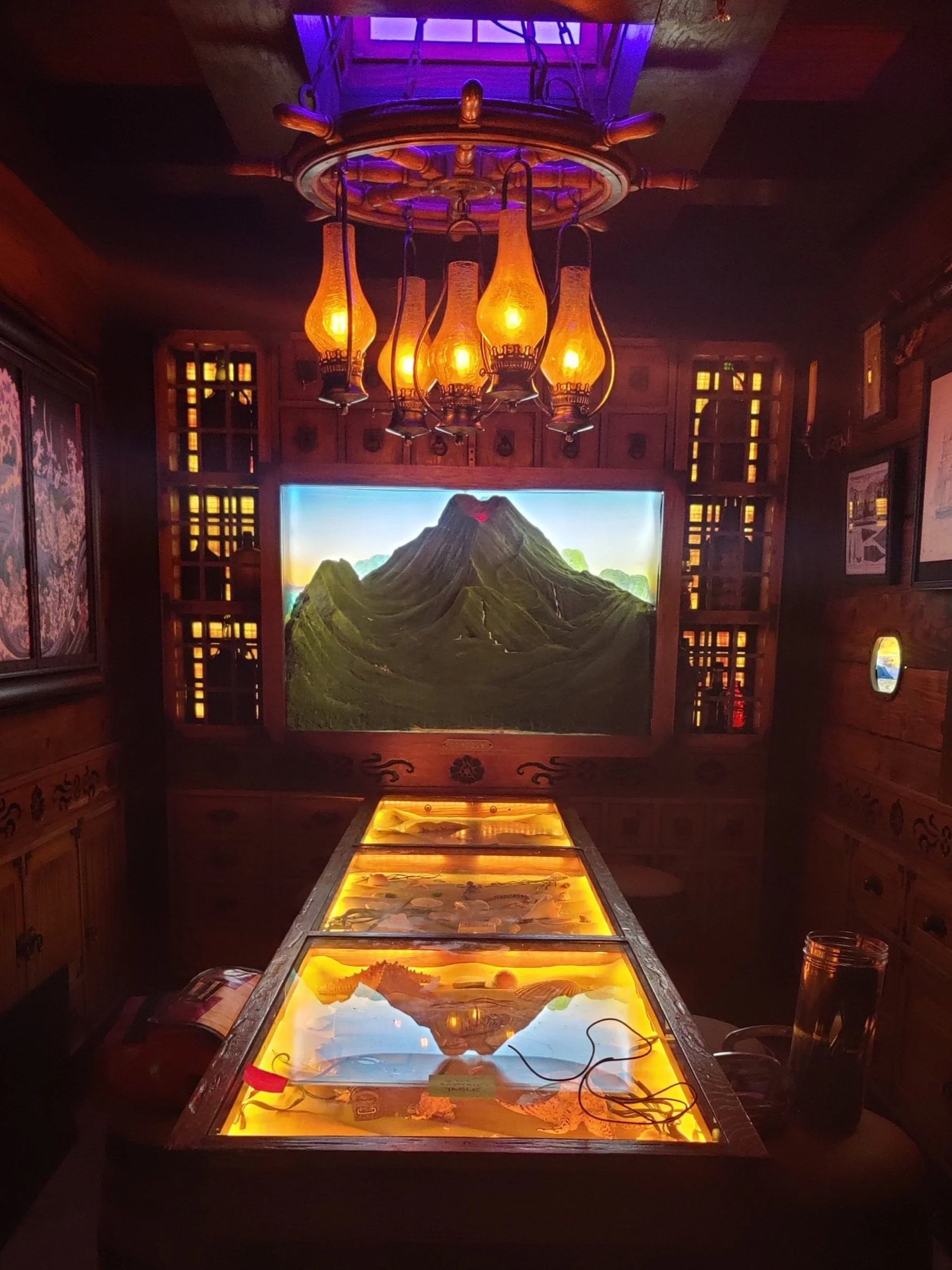 Final placement and lighting of dioramas