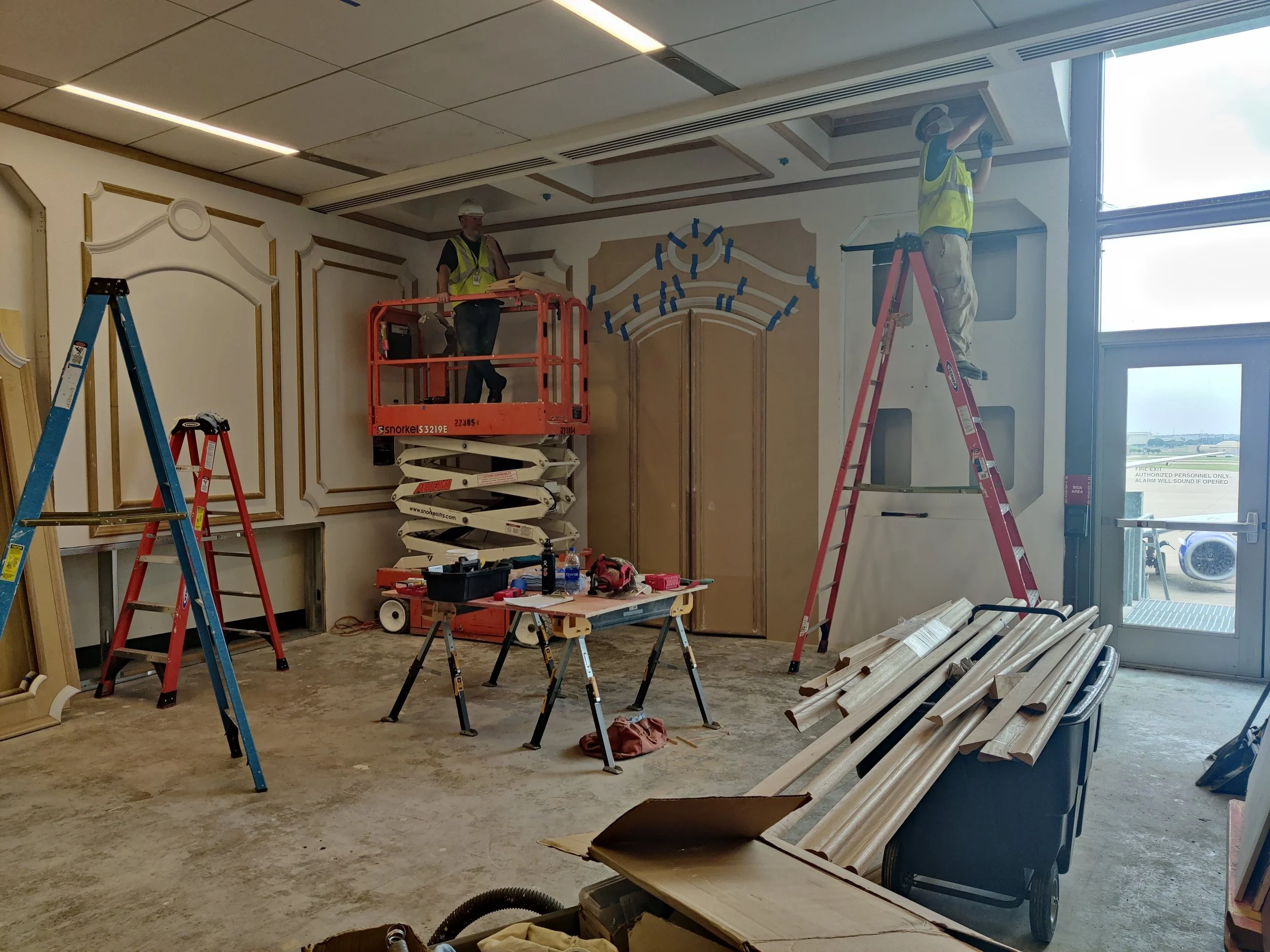 Custom 3d printed moulding installed, ceiling coffers built and installed