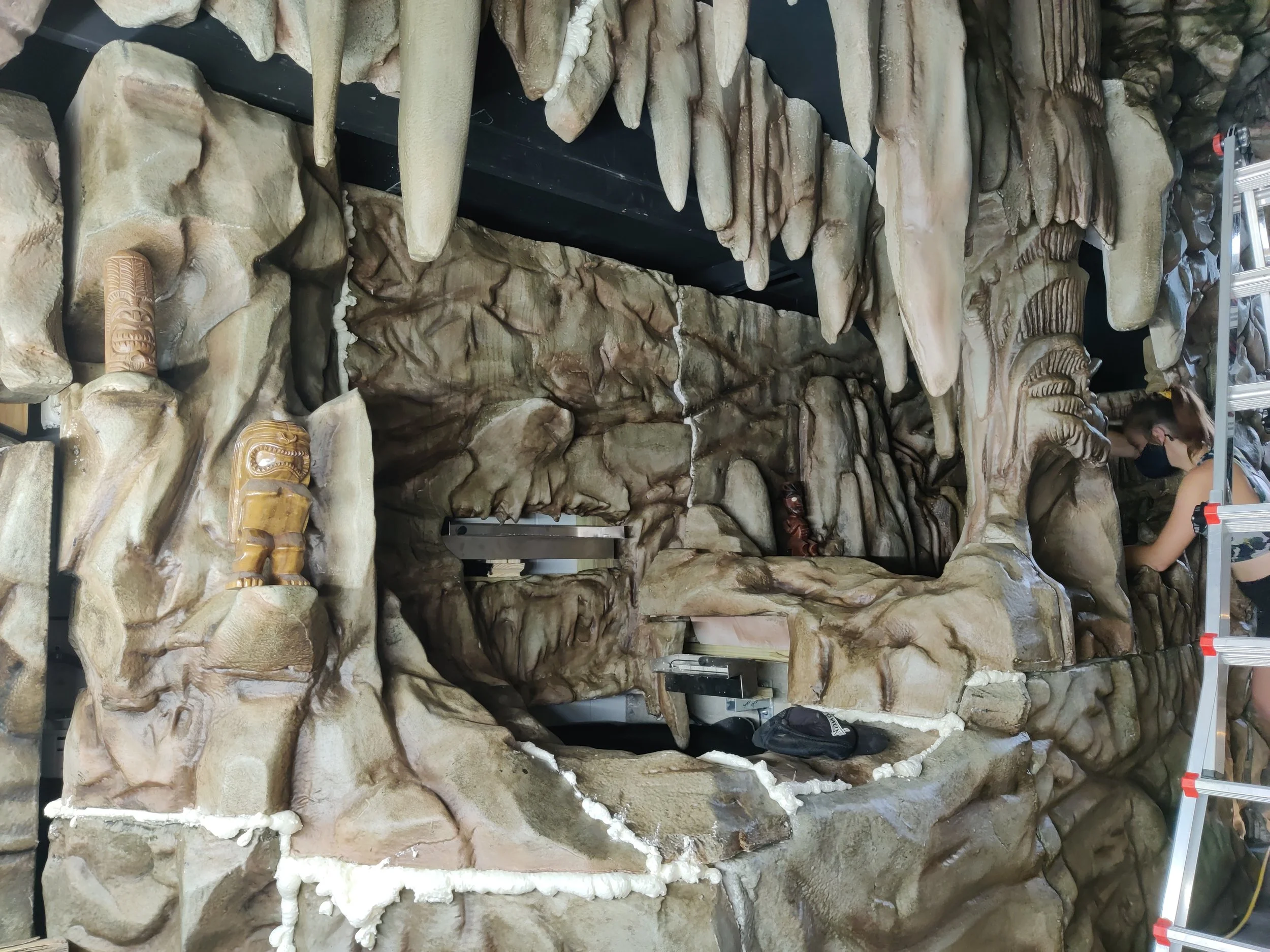 foam rocks reinstalled in fountain area