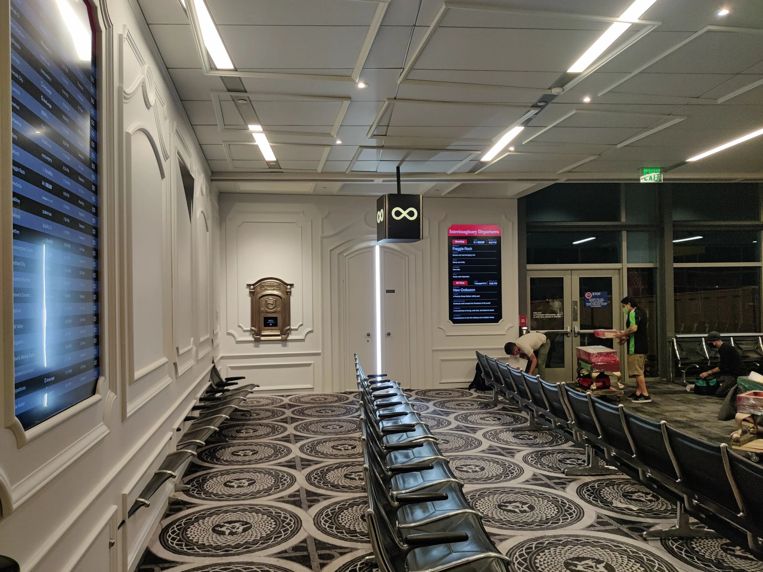 Final installation positioning with airport benches