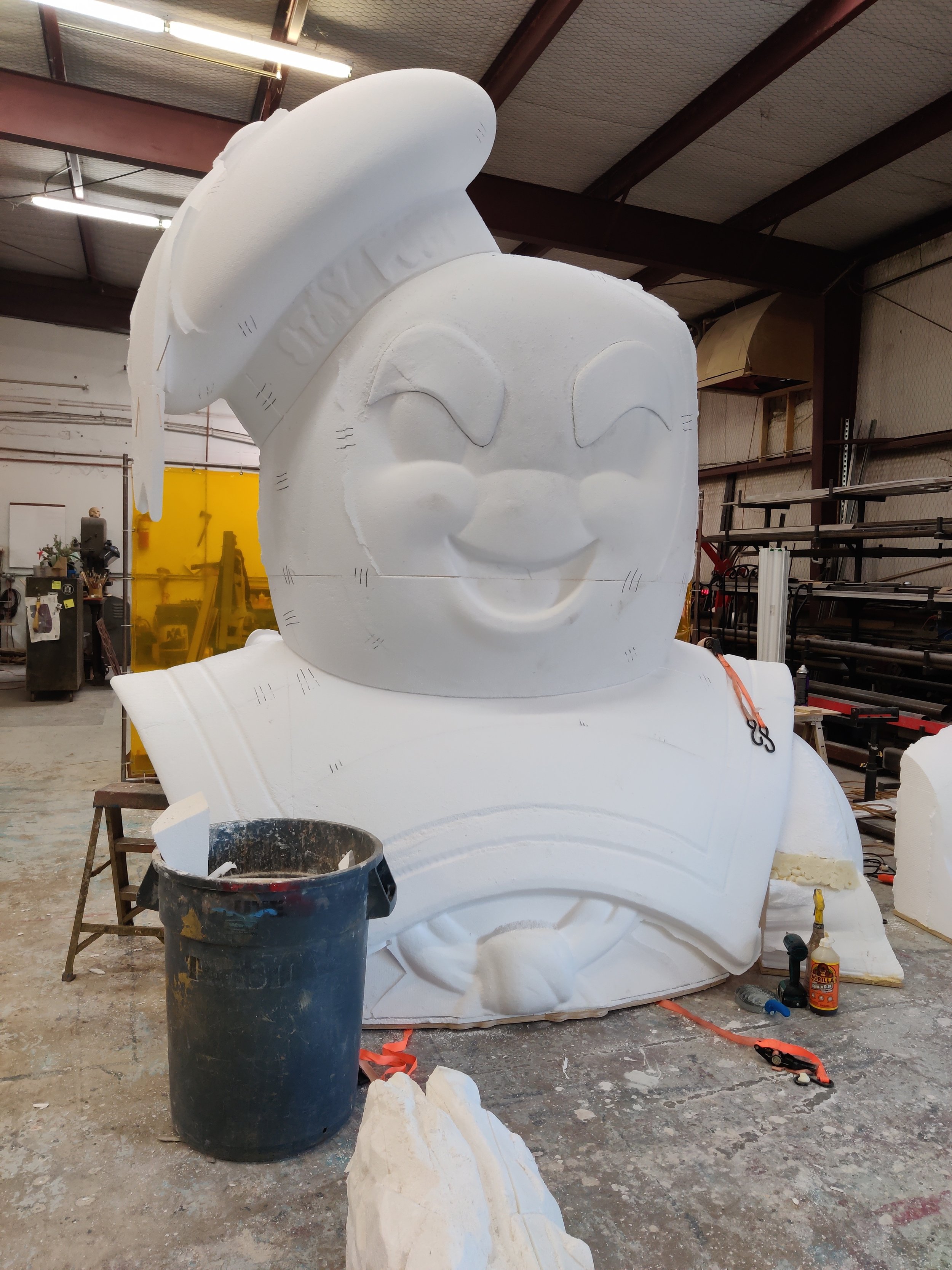 Assembled Stay Puft in EPS foam, surface prep before hardcoat
