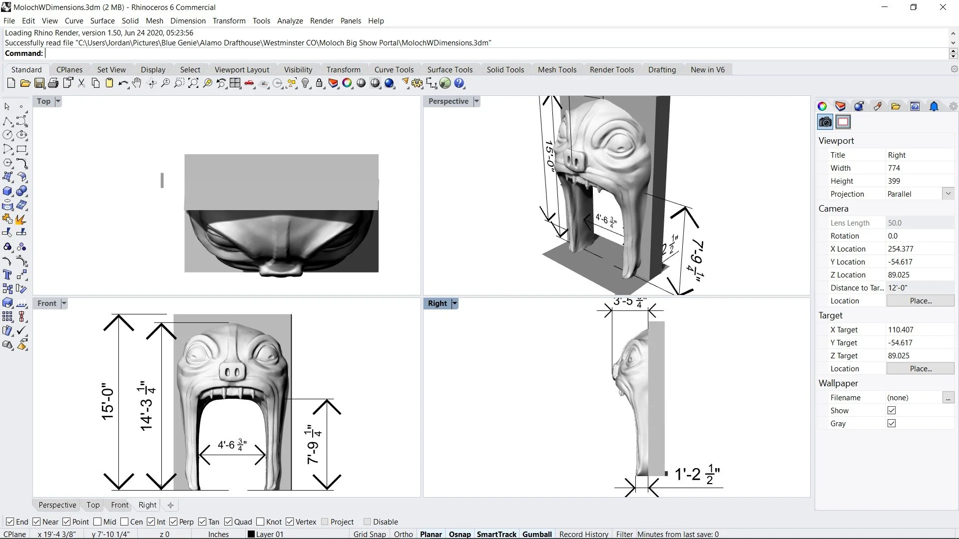 Moloch portal digitally sculpted and toolpathed to mill from foam
