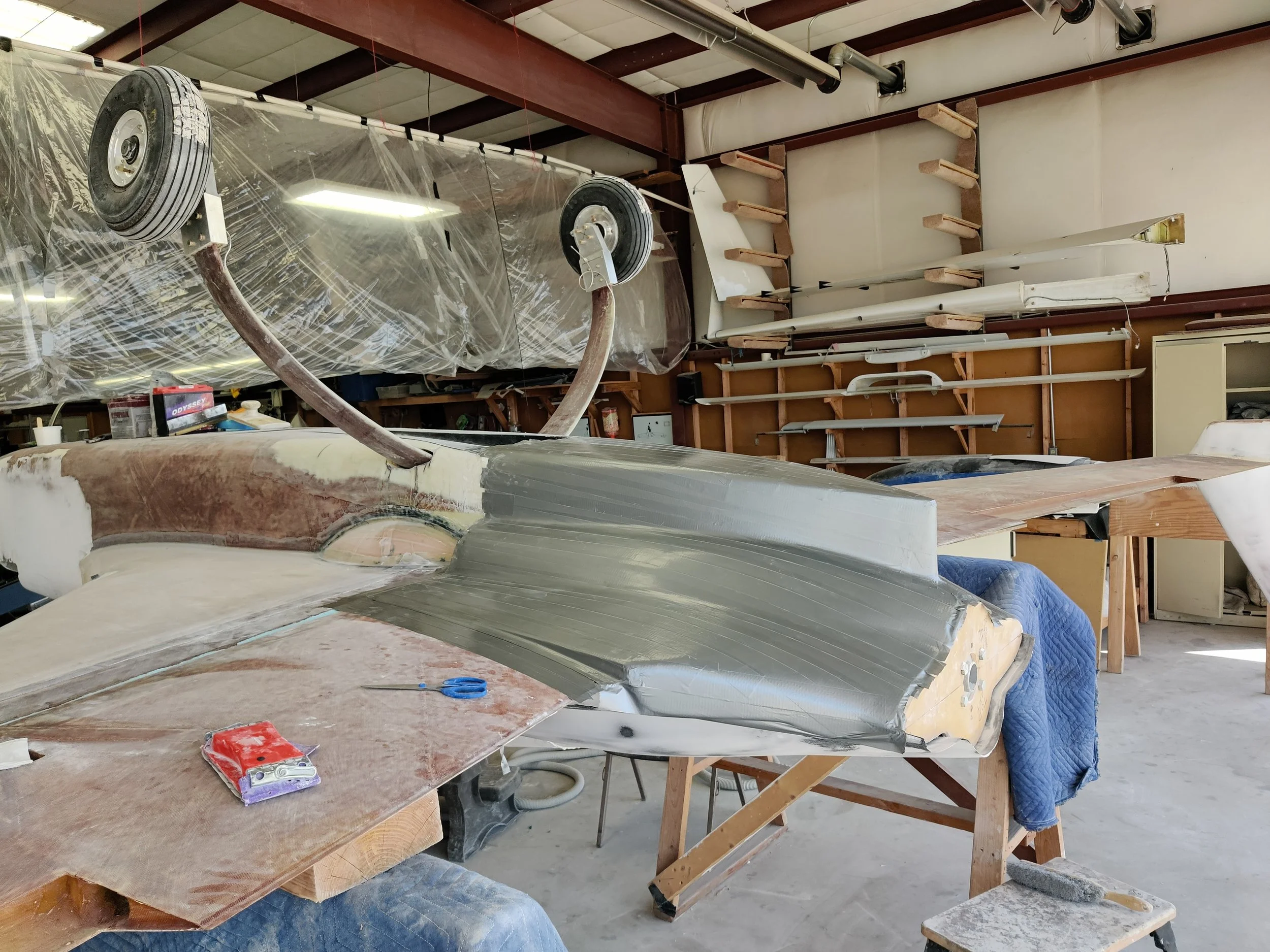 adding tape to allow the carbon fiber layup to release easily