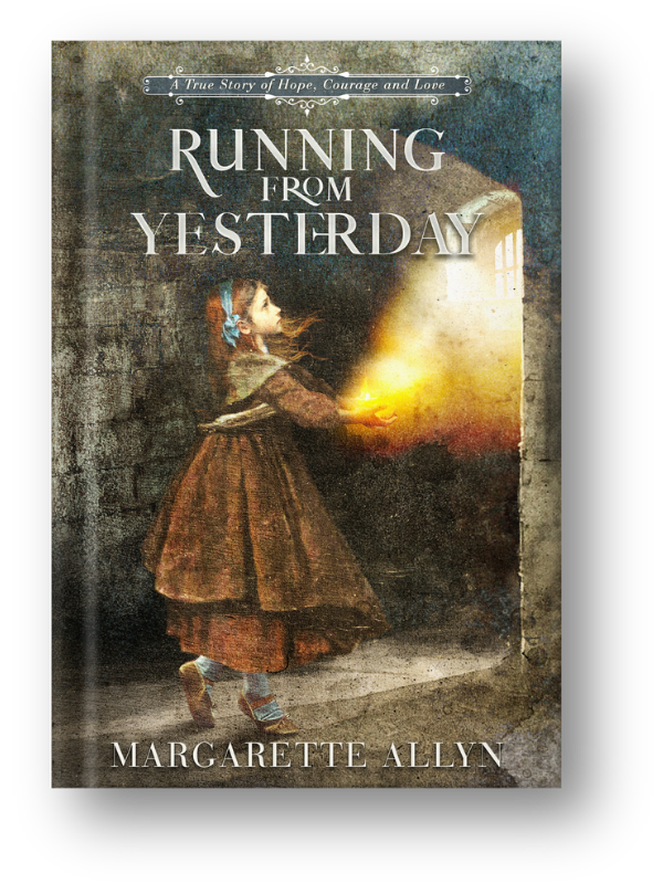 Running from Yesterday, A True Story of Courage book cover by retired NYPD Sergeant turned actor, Margarette Allyn.