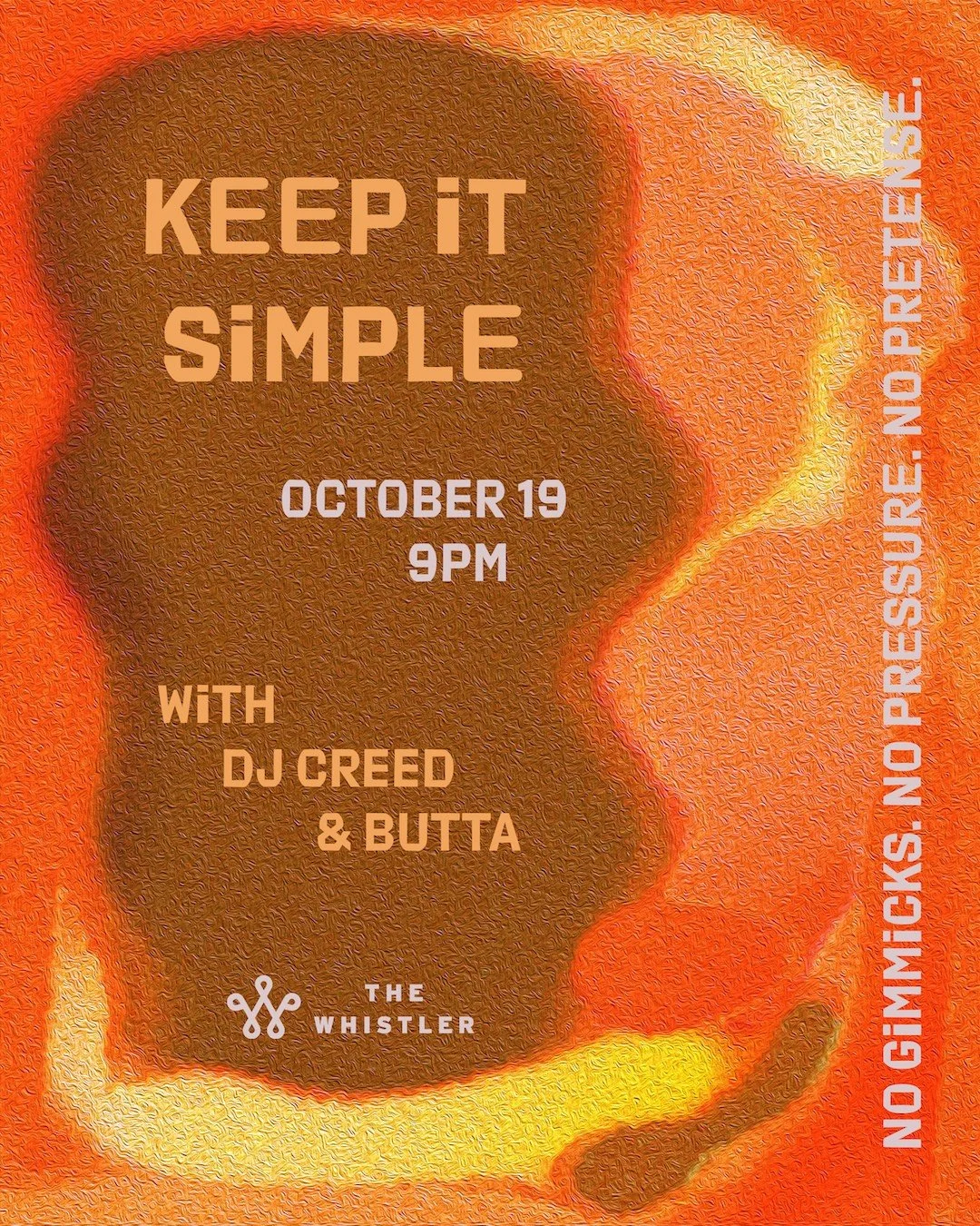 no gimmicks, no pressure, no pretense. keep it simple with @djcreed312 and @brantonw on sunday, october 19 ✌️