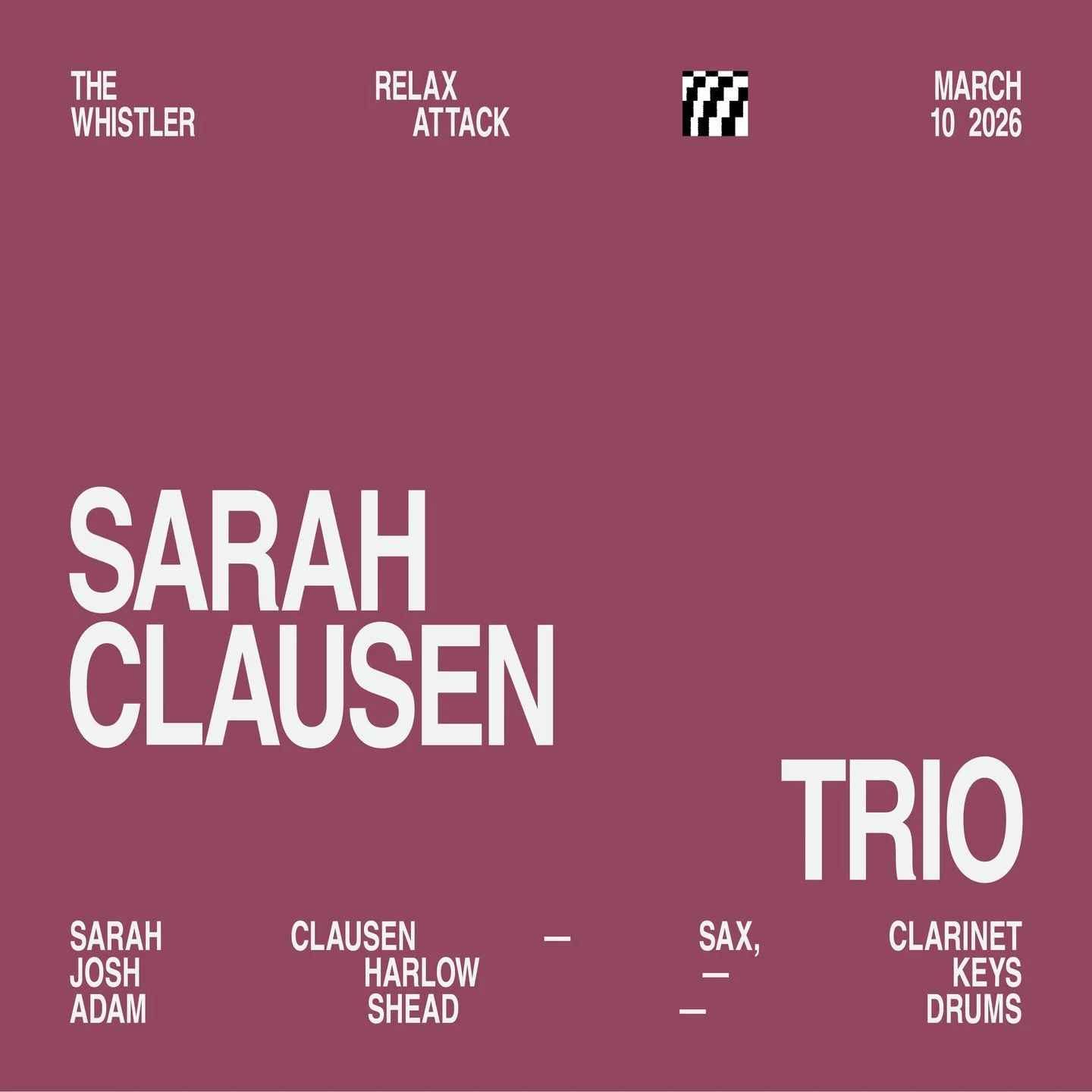 🎷 Relax Attack Jazz Series welcomes the Sarah Clausen Trio on Tuesday, March 10.⁠
⁠
Saxophonist and composer Sarah Clausen brings a fresh, exploratory sound to the Chicago jazz scene, blending melodic invention with rich rhythmic interplay alongside