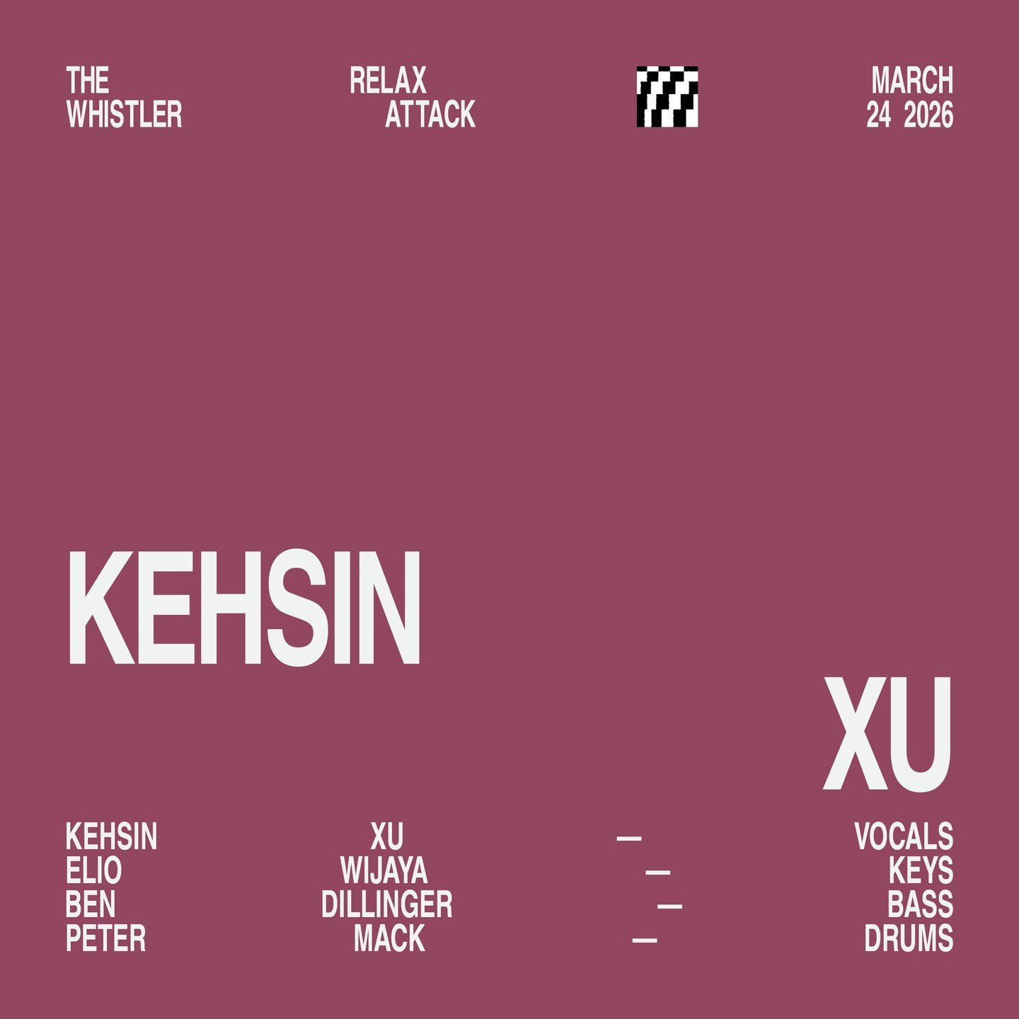 ✨ Relax Attack Jazz Series presents @kehsinxu on Tuesday, March 24⁠
⁠
Vocalist Kehsin Xu brings her dynamic sound to The Whistler stage, joined by Elio Wajiya on keys, Ben Dillinger on bass, and Peter Mack on drums. Together, they explore a rich mix 