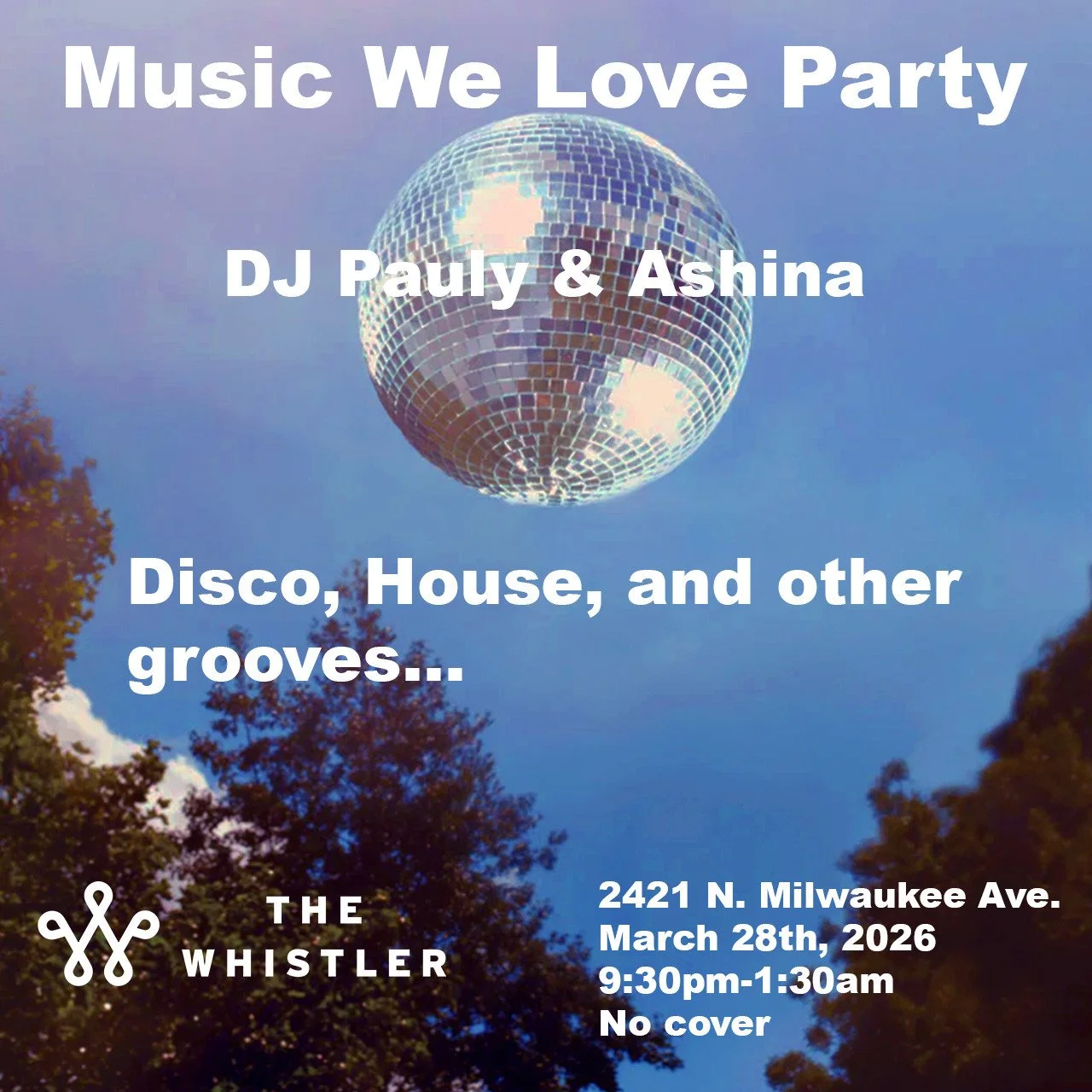💃 Music We Love⁠ 💙 Saturday, March 28⁠ 💙⁠
⁠
DJs Pauly and Ashina are throwing down all the sounds they love &mdash; house, funk, disco, afrobeat, and Latin grooves &mdash; and we love every minute of it!