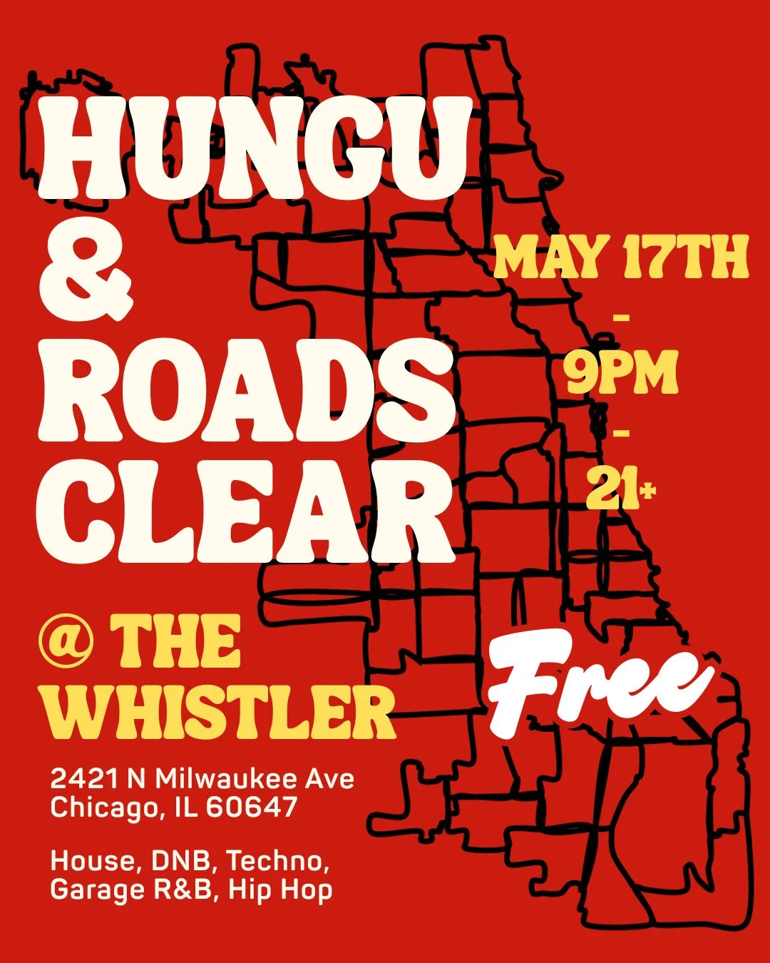 SUNDAY, MAY 17 &mdash; @hungu.0 and @roadsclear dive into a wide-open bag of dance music, all stitched together for a night that's constantly shifting and always fresh.