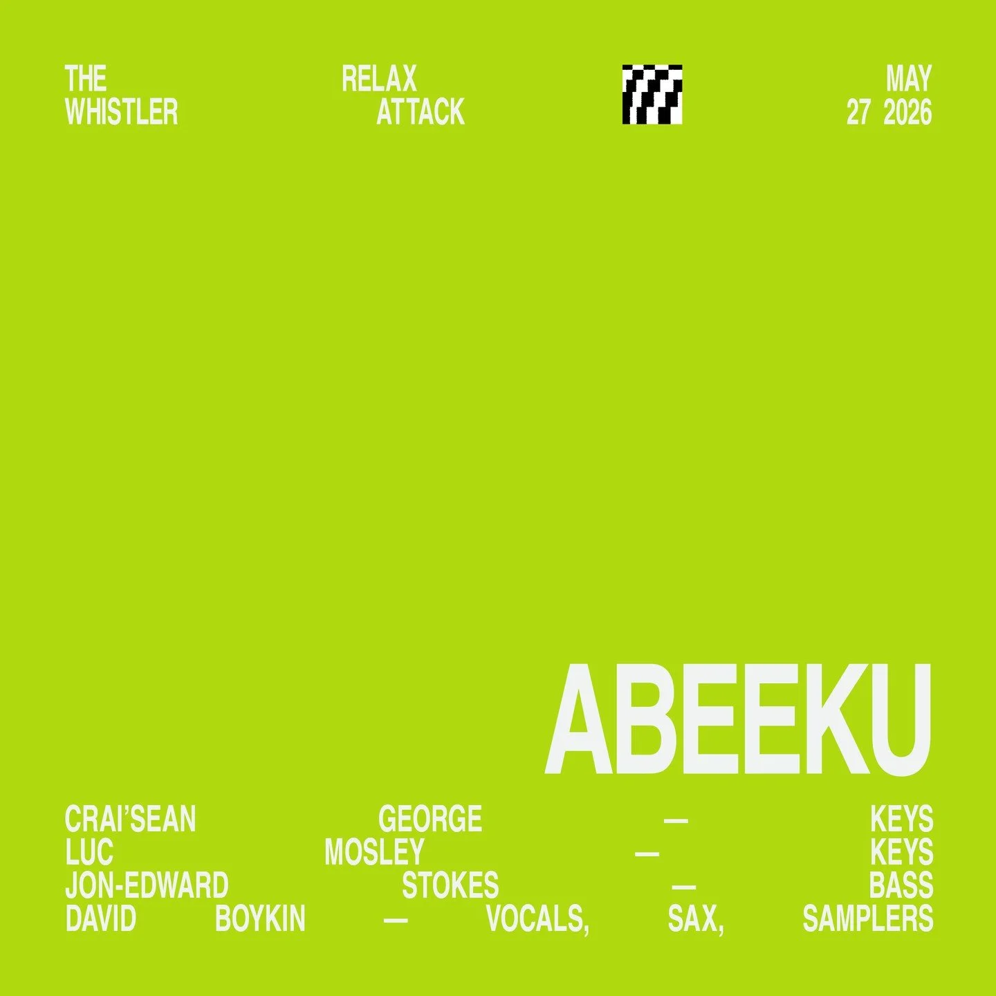 🎷 Relax Attack continues Wednesday, May 27 with ABEEKU &mdash; an expansive, genre-fluid project led by David Boykin. A singular force in Chicago&rsquo;s music community, Boykin brings together composition, improvisation, and spiritual exploration w