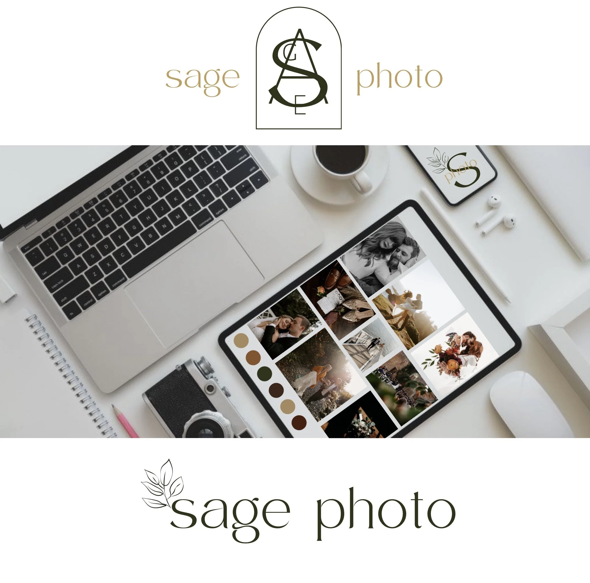 Desk Rebekah Sage photo photography website iPad phone logo branding