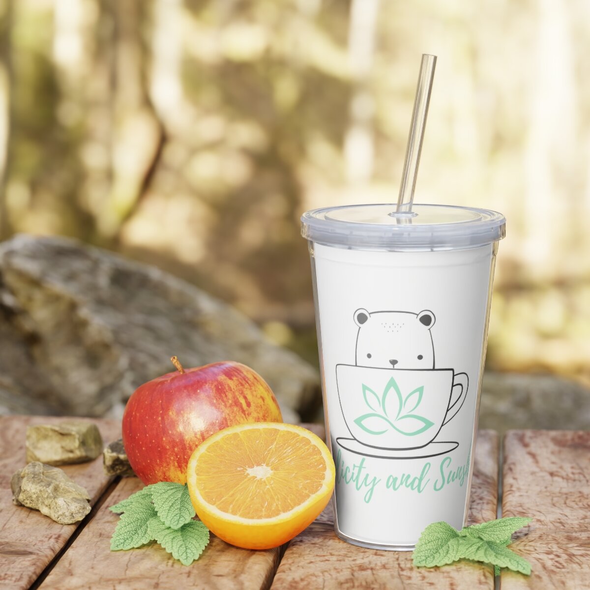Peek-A-Boo Bear Plastic Tumbler with Straw — Simplicity & Sunshine