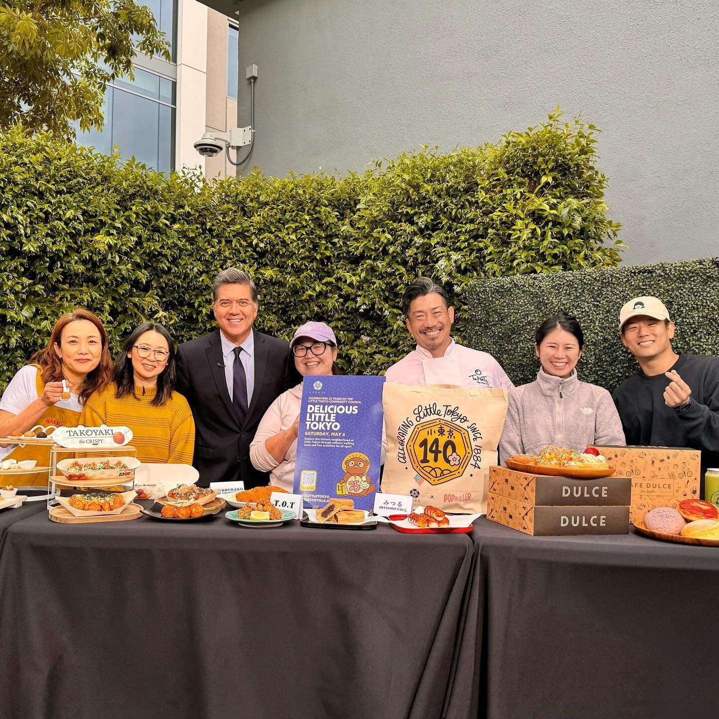 Shout out to @ktla5news and @frankbuckleytv for having us on the morning news today! 🎥 Delicious Little Tokyo is just over a week away and we can&rsquo;t wait to celebrate our 140-year-old neighborhood with you all 🥰

Swipe to see everything on the