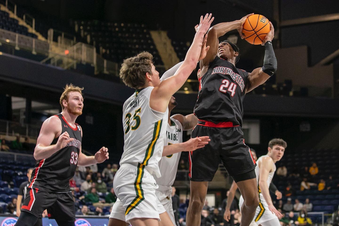 Some of my favorites from yesterday&rsquo;s @gonumbasketball win over William &amp; Mary.
&bull;
&bull;
&bull;
#basketball #basketballphotography #basketballphotographer #caasports #caabasketball #caa #caatournament #howlinhuskies #northeasternuniver