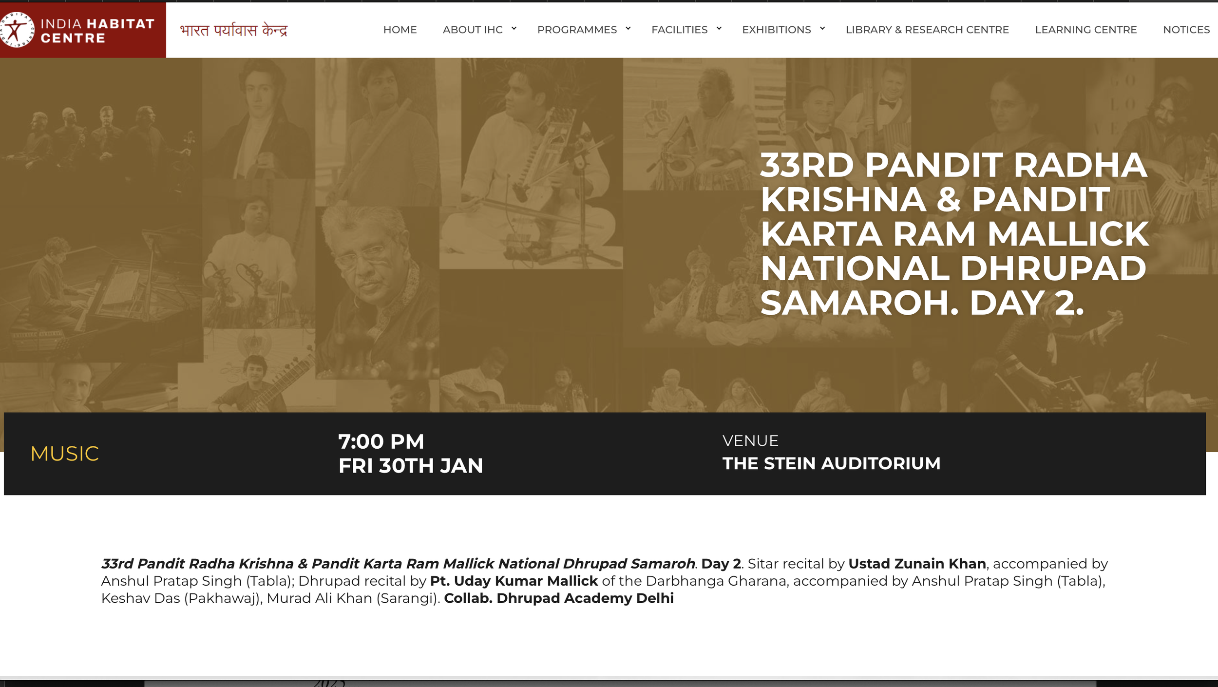 33rd Pt. Radha Krishna & Pt. Karta Ram Mallick National Dhrupad Samaroh