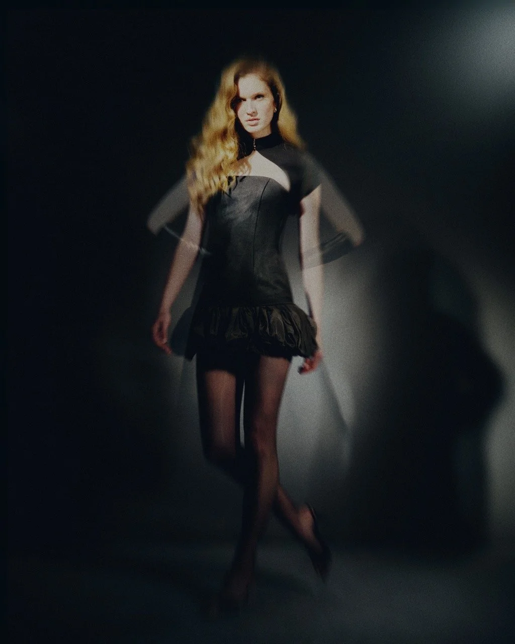 Waxed Denim Silk Balloon Dress AW26 Luxury Womenswear Avantgarde